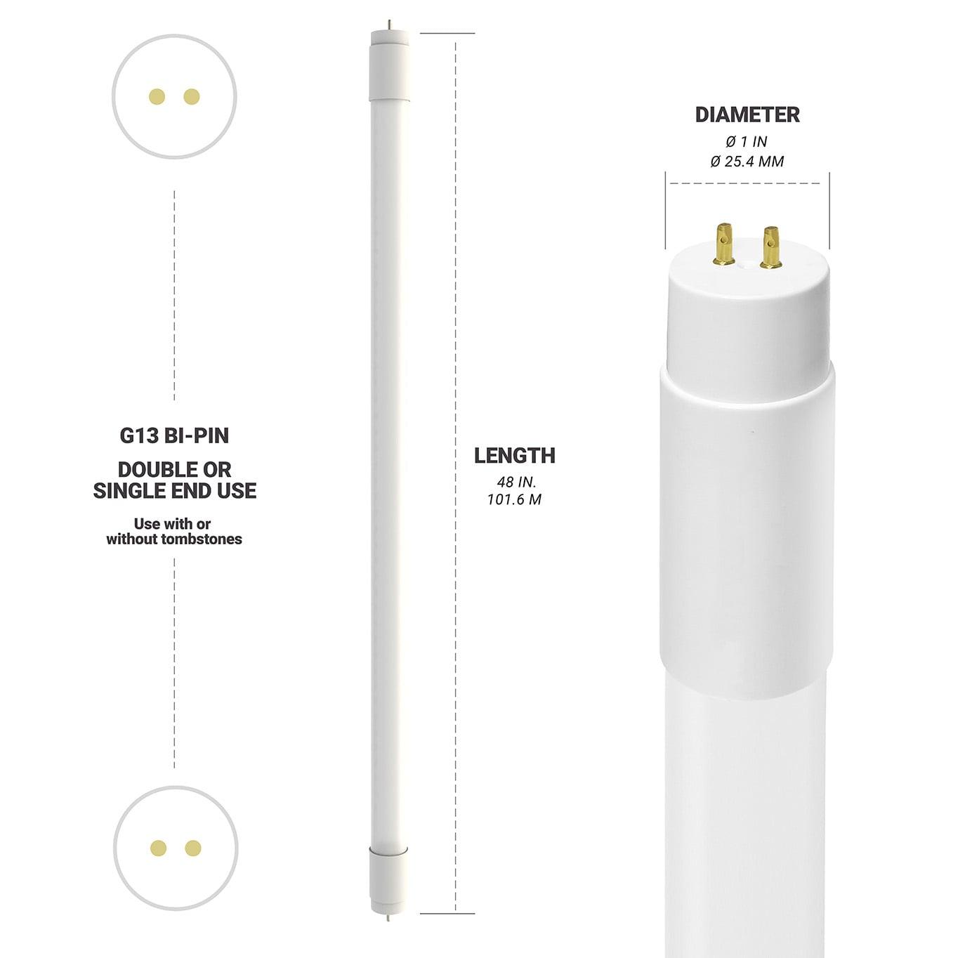 NuWatt 4FT T8 LED Tube Lights A&B Hybrid 3000K warm White, 18W Plug & Play or Ballast Bypass,G5 30PK