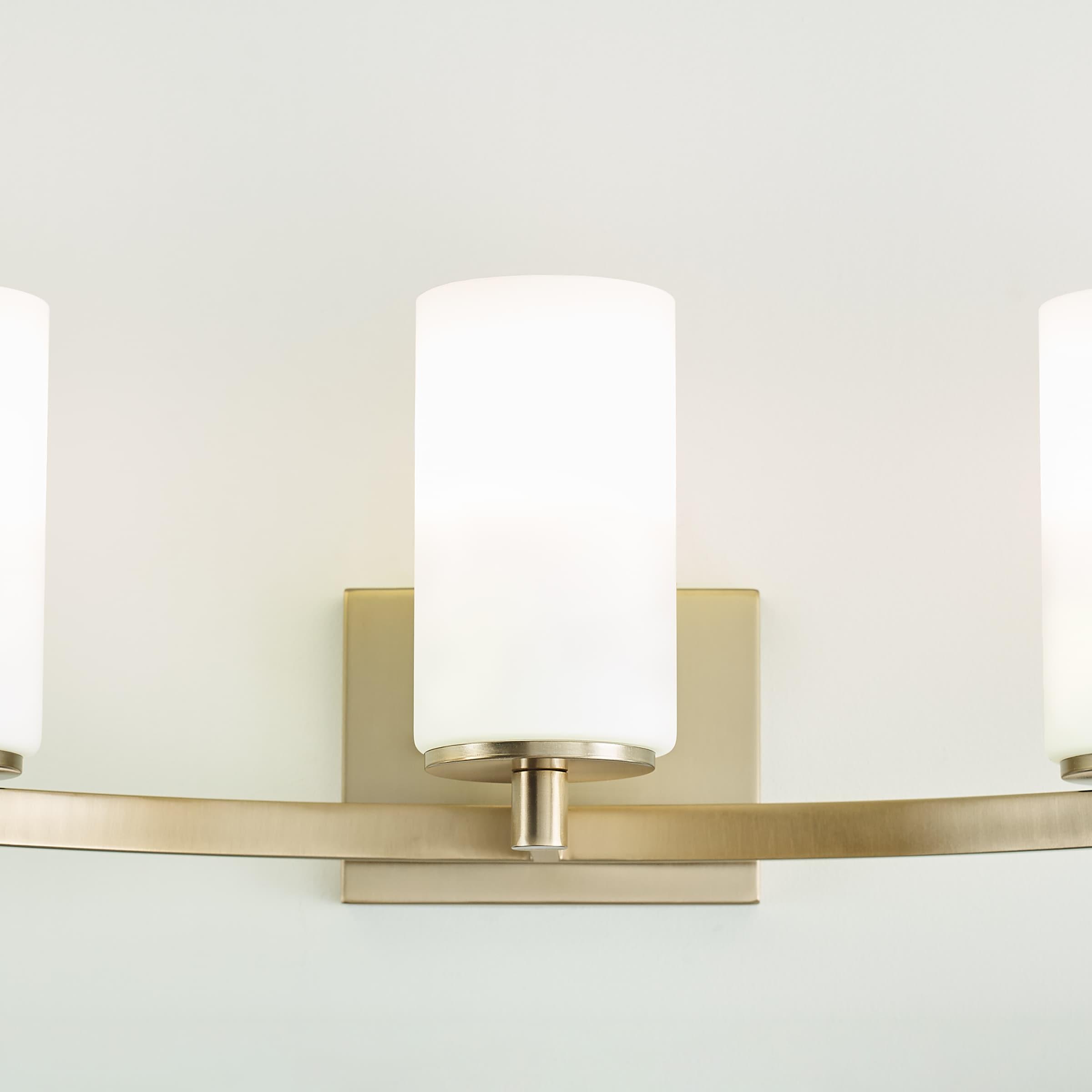 Satin Brass 3-Light Dimmable Bath Vanity Fixture