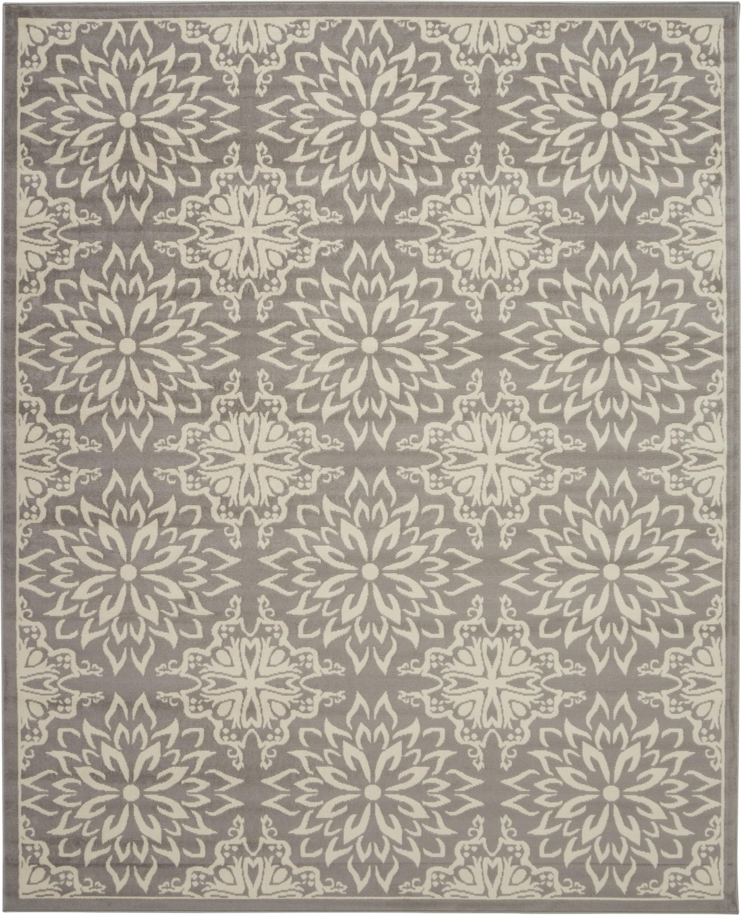 Nourison Jubilant Geometric Floral Ivory/Grey 7' x 10' Area Rug, (7' x 10')