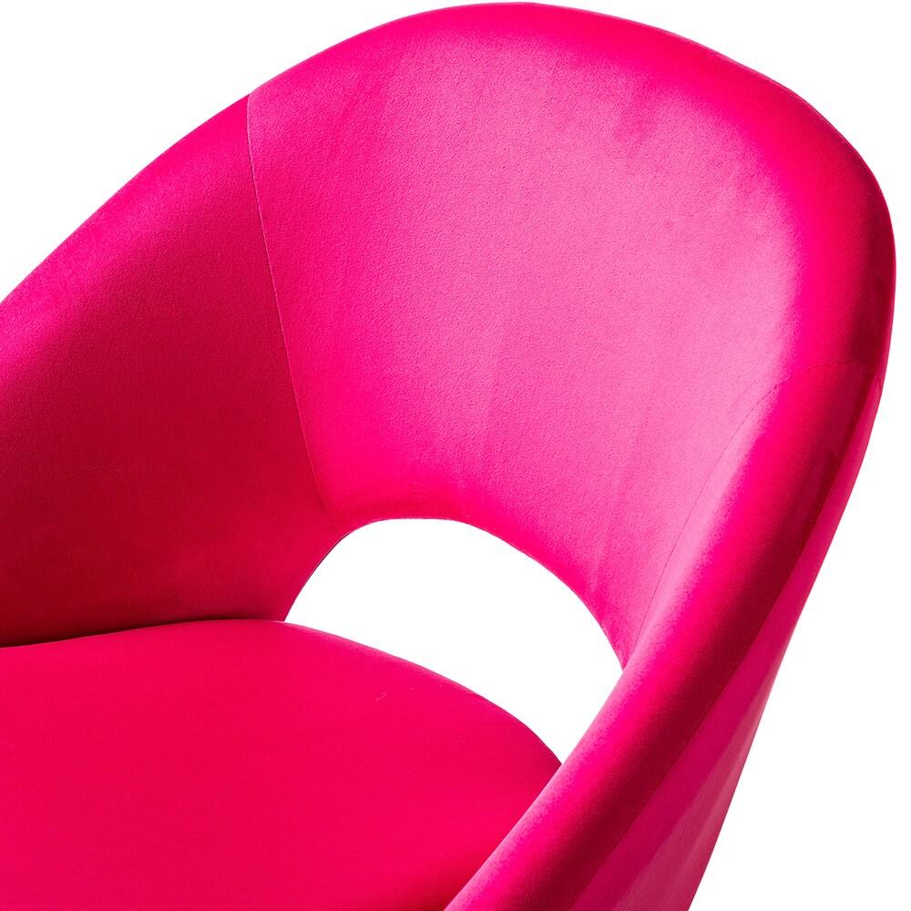 Velvet Swivel Rolling Home Office Chair Adjustable Desk Chair Fuchsia