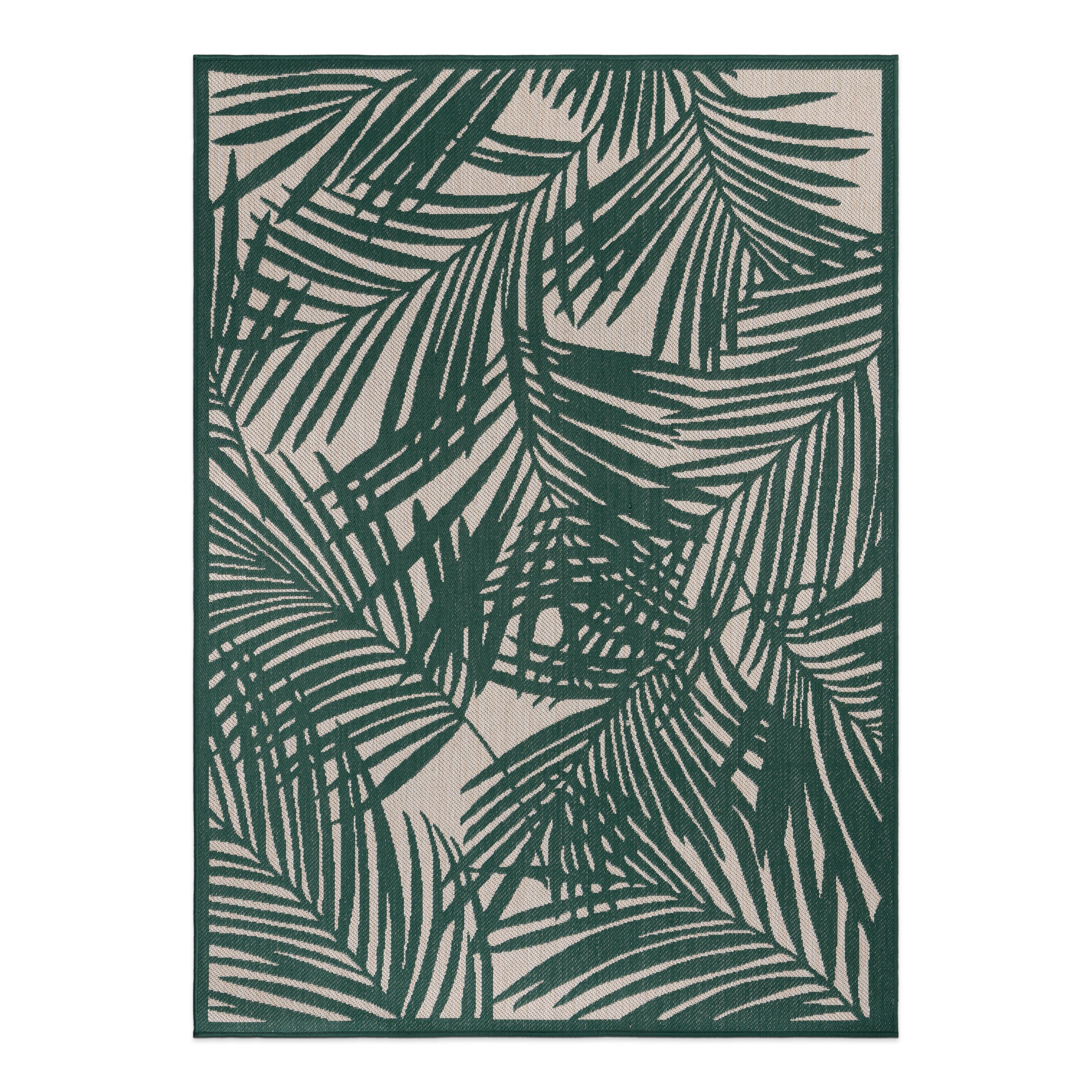 World Rug Gallery Contemporary Palm Leaf Textured Flat Weave Indoor/Outdoor Area Rug - GREEN 7'10"X10'