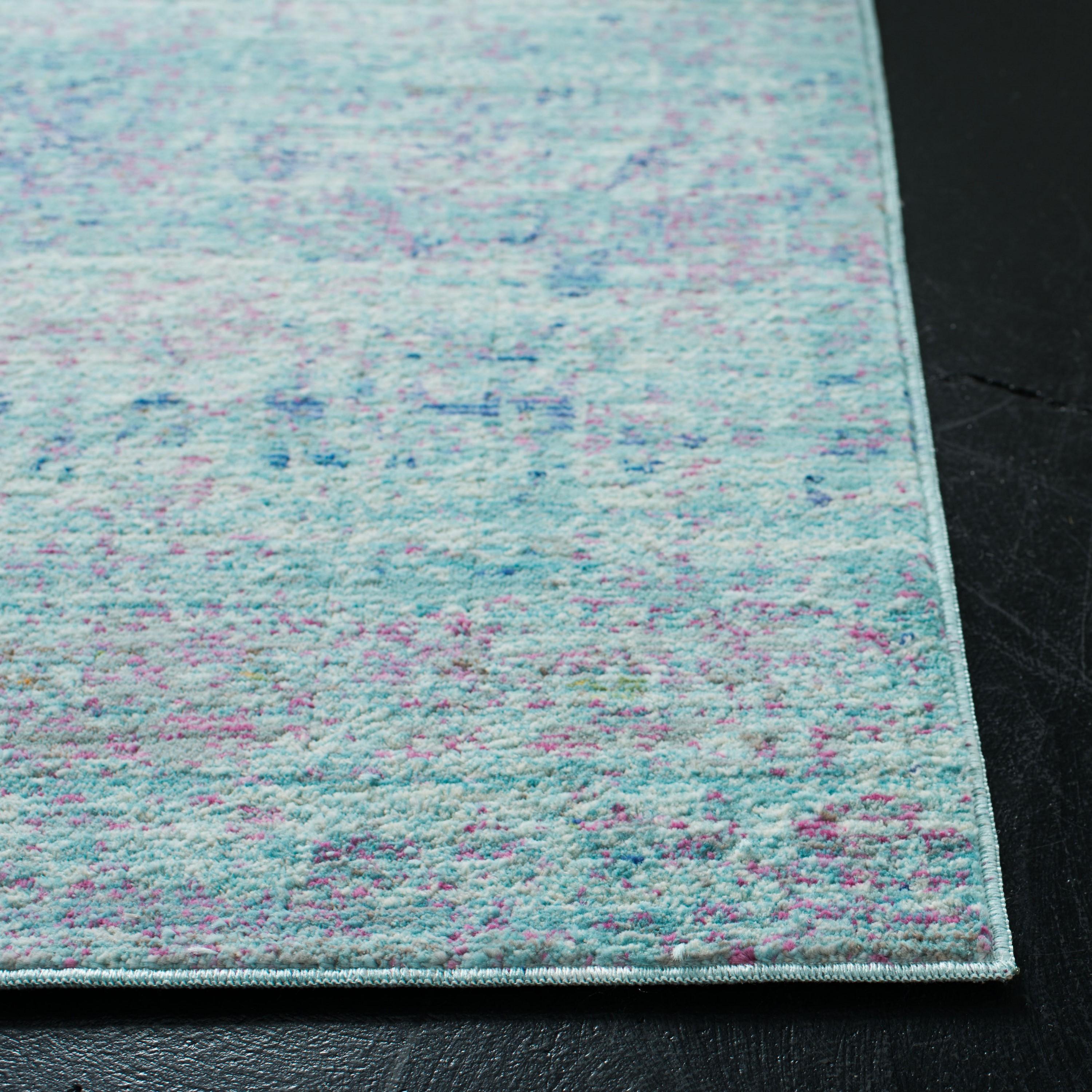 SAFAVIEH Valencia Gracelyn Abstract Polyester Area Rug, Turquoise/Multi, 4' x 6'