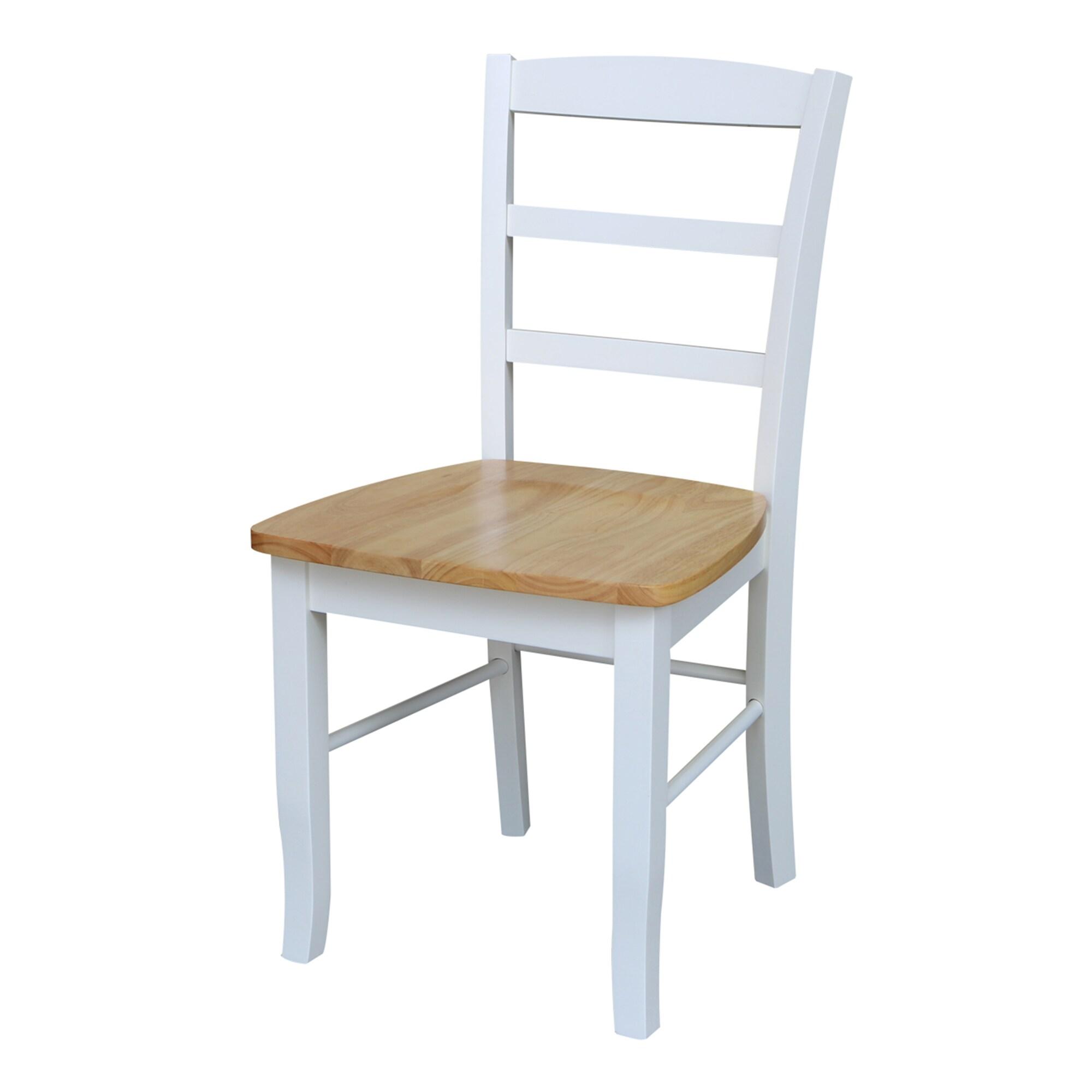 3pc Dining Table with 2 Ladderback Chairs White/Natural – International Concepts: Solid Wood, Square, Non-Extension