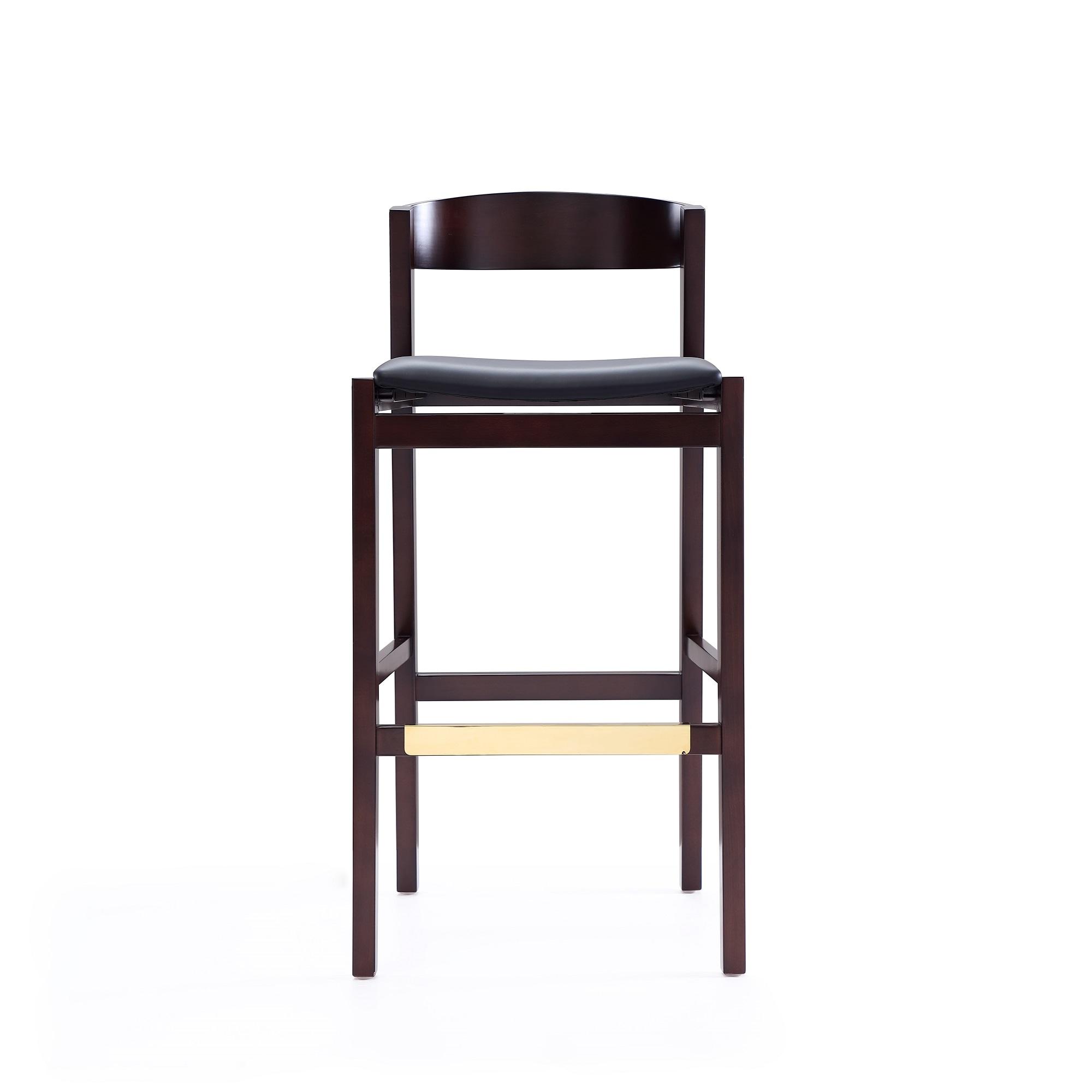 Set of 2 Klismos Upholstered Beech Wood Barstools Black - Manhattan Comfort: Danish Modern Design, Foam Padded, No Assembly Required