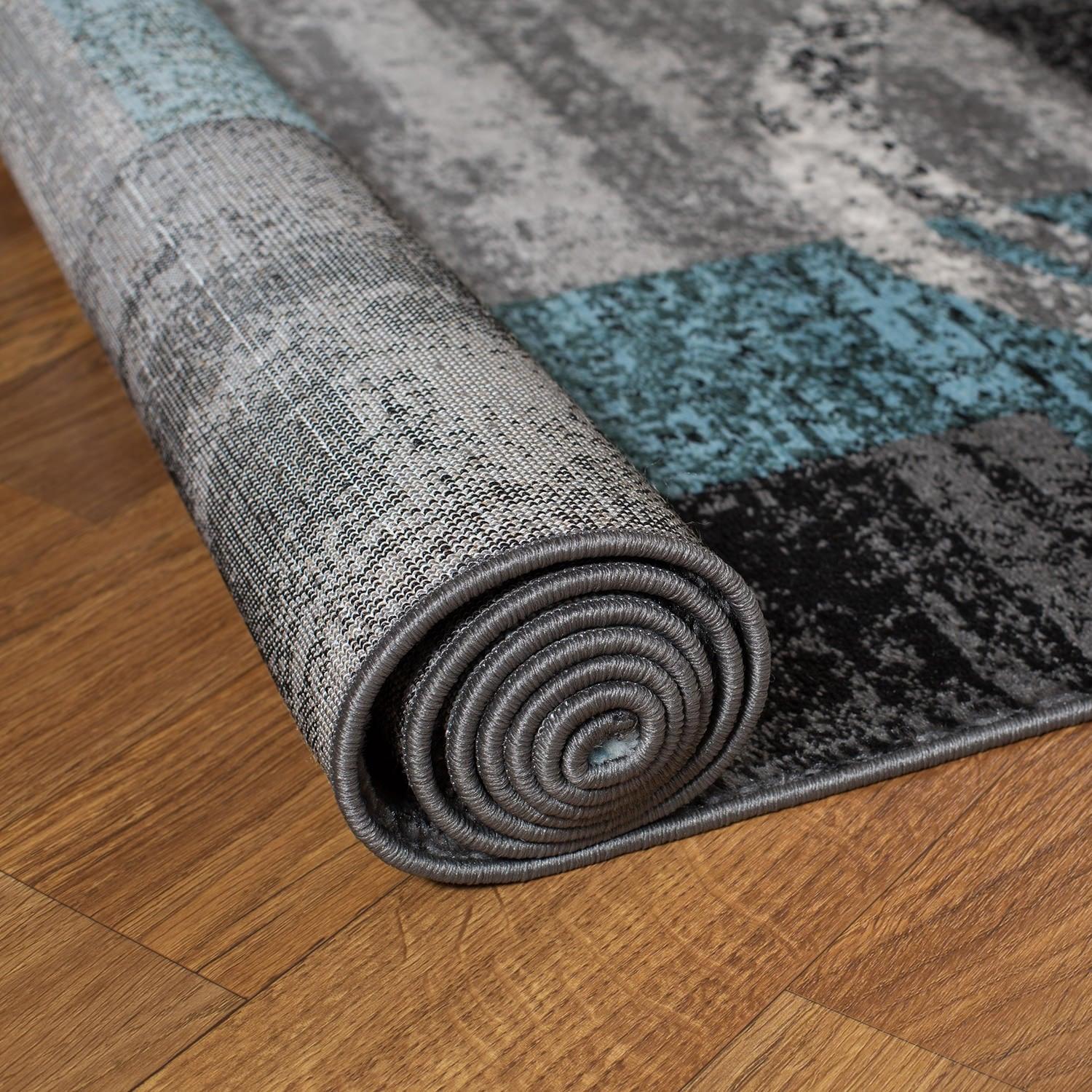 World Rug Gallery Abstract Circle Gray 8'8"x12' Area Rug