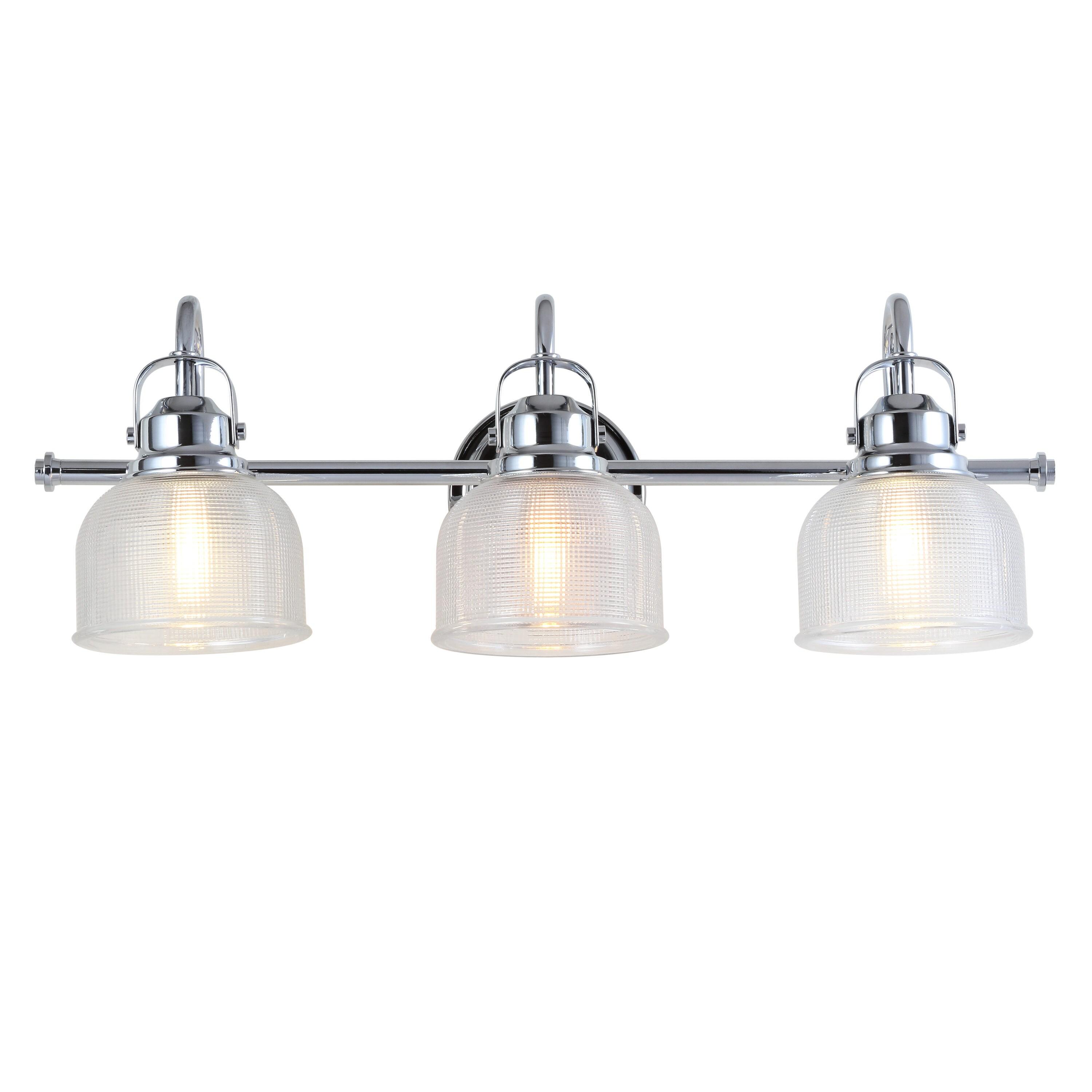 JYL7409A Virginia 25.25" 3-Light Metal/Glass LED Traditional Classic Vanity Light Modern 2700K LED 4W Bulbs Entryway Lobby Kitchen Bathroom Bedroom Living Room Hallway, Chrome