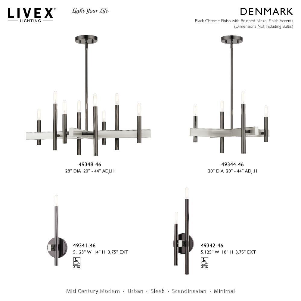 Livex Lighting Denmark 4 - Light Chandelier in  Black Chrome