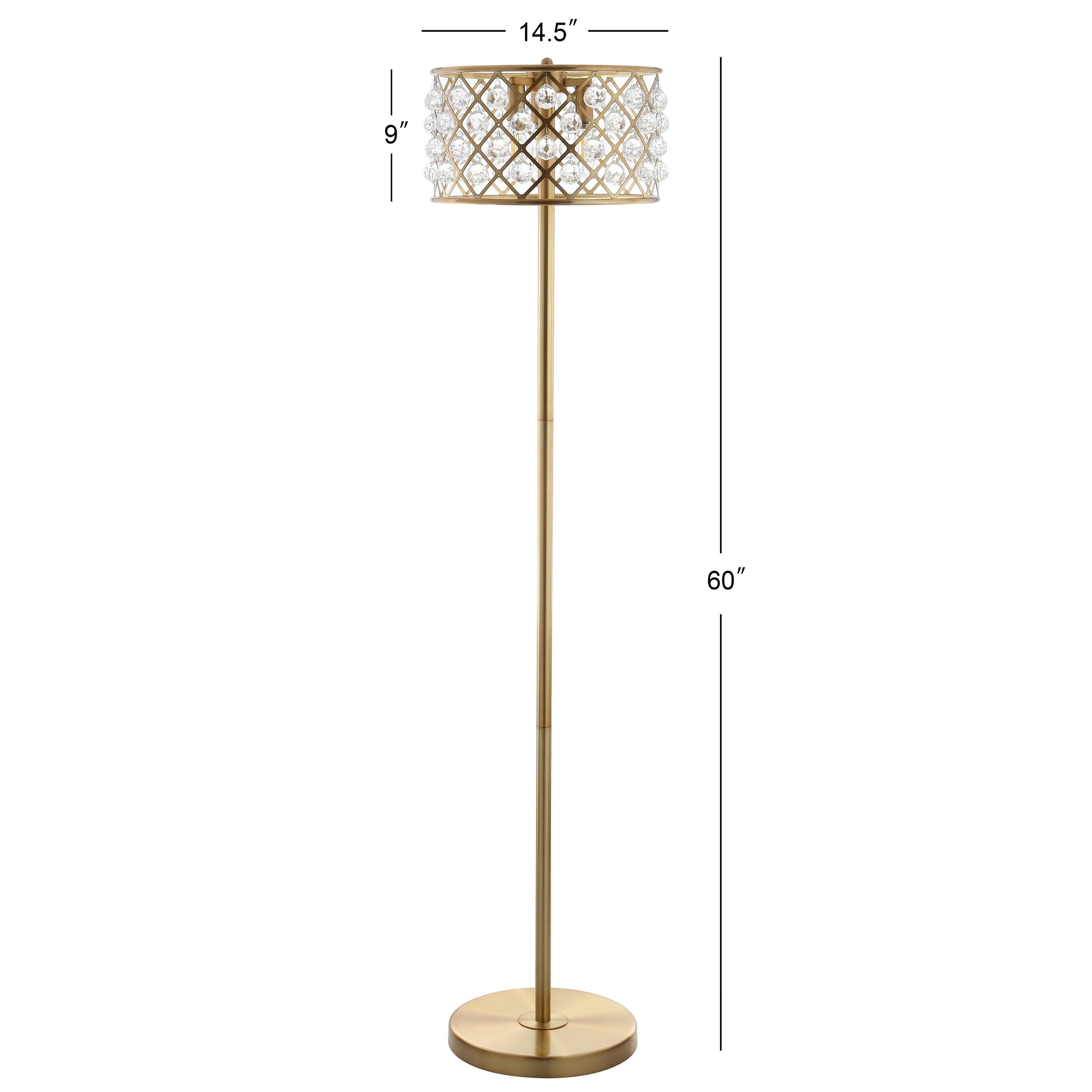 JONATHAN Y JYL9000A Elizabeth 60" Crystal/Metal LED Floor Lamp, Contemporary, Transitional for living room, dinning room, bedroom, office Bulb Included, Brass Gold/Clear