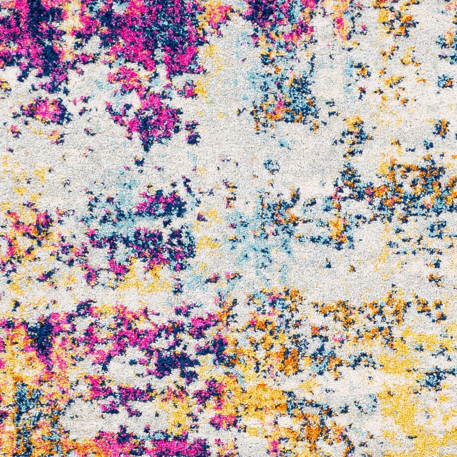 Livabliss Sunderland 5 x 7 (ft) Polypropylene Yellow/Pink Rectangular Indoor Abstract Mid-Century Modern Area rug