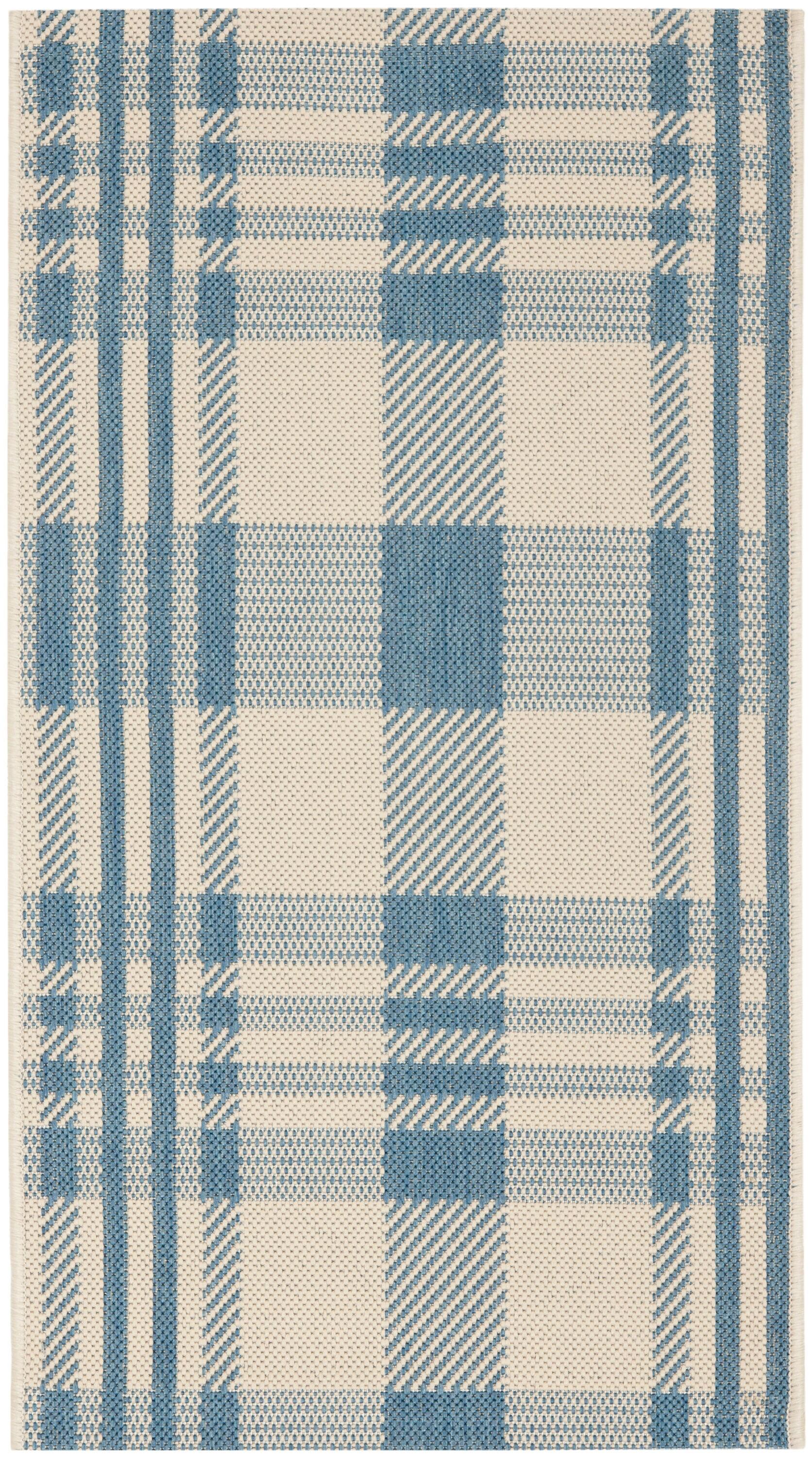 Courtyard CY6201 Power Loomed Indoor/Outdoor Accent Rug - Beige/Blue - 2'x3'7" - Safavieh.
