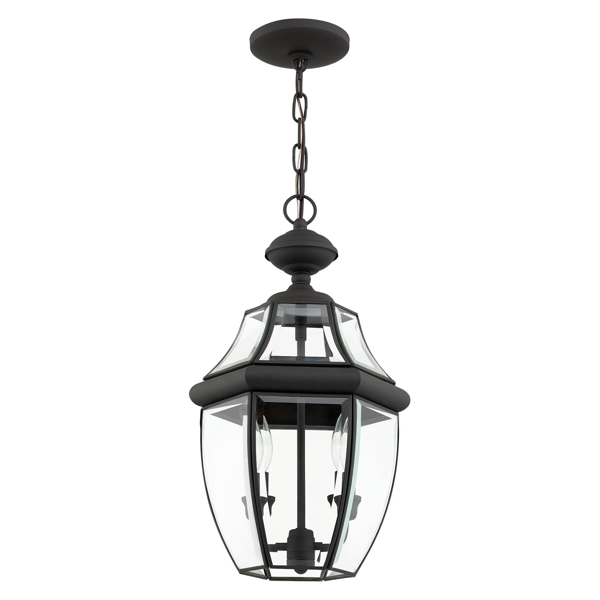 2 Light Outdoor Chain Lantern Pendant with Clear Glass Shade
