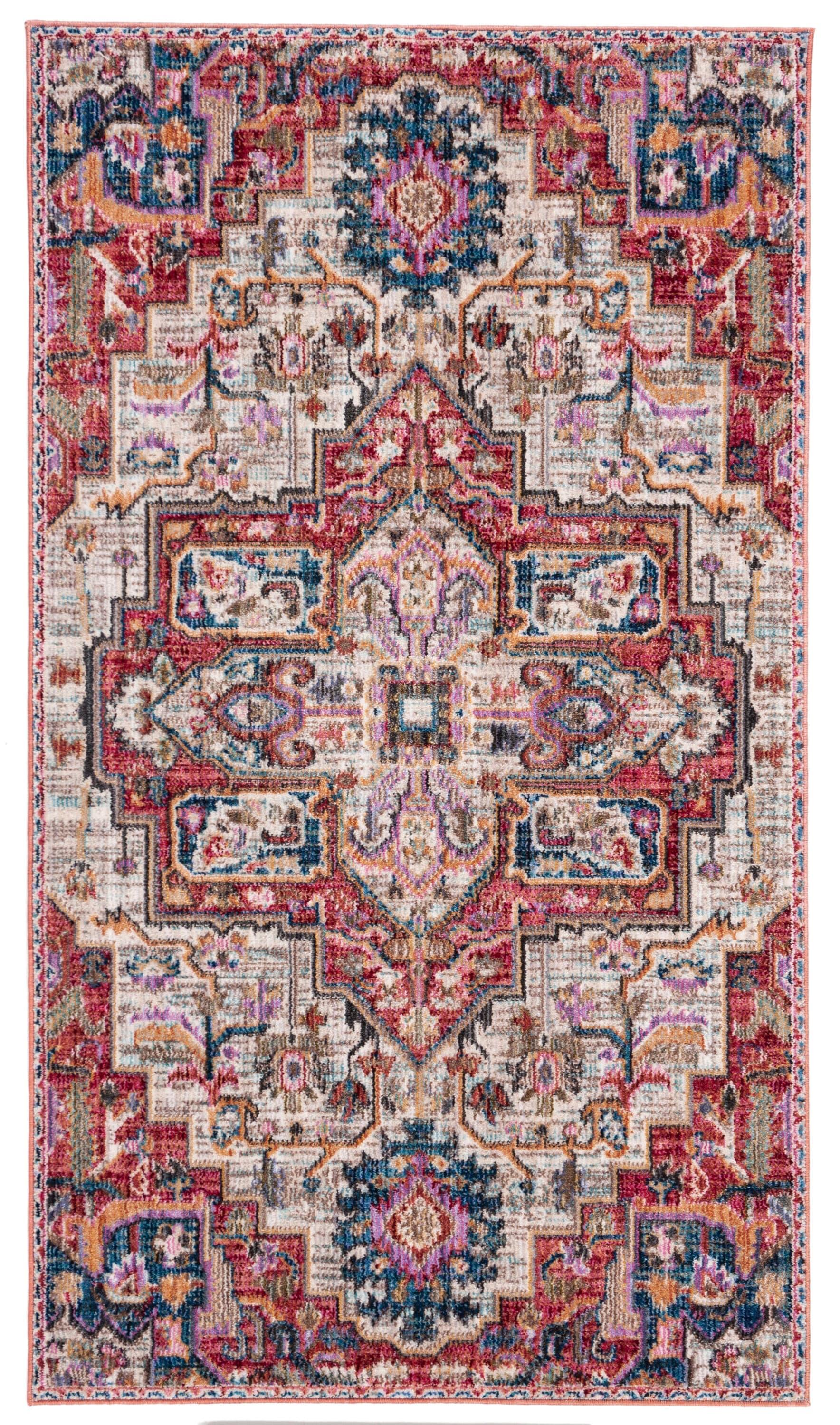 SAFAVIEH Nirvana Comhgham Geometric Area Rug, Cream/Red, 3' x 5'