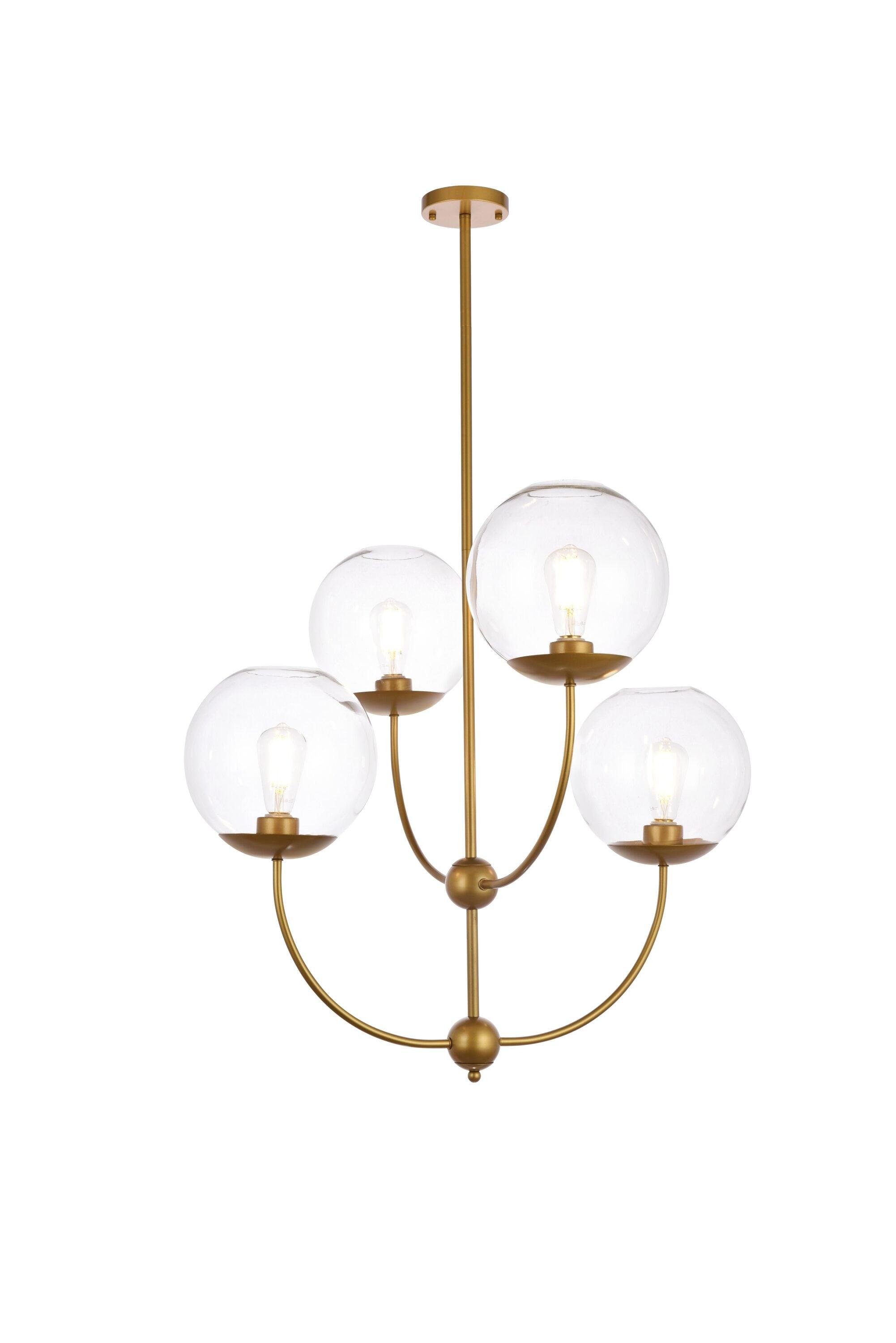 Elegant Lighting Lennon 31.5 inch pendant in brass with clear shade