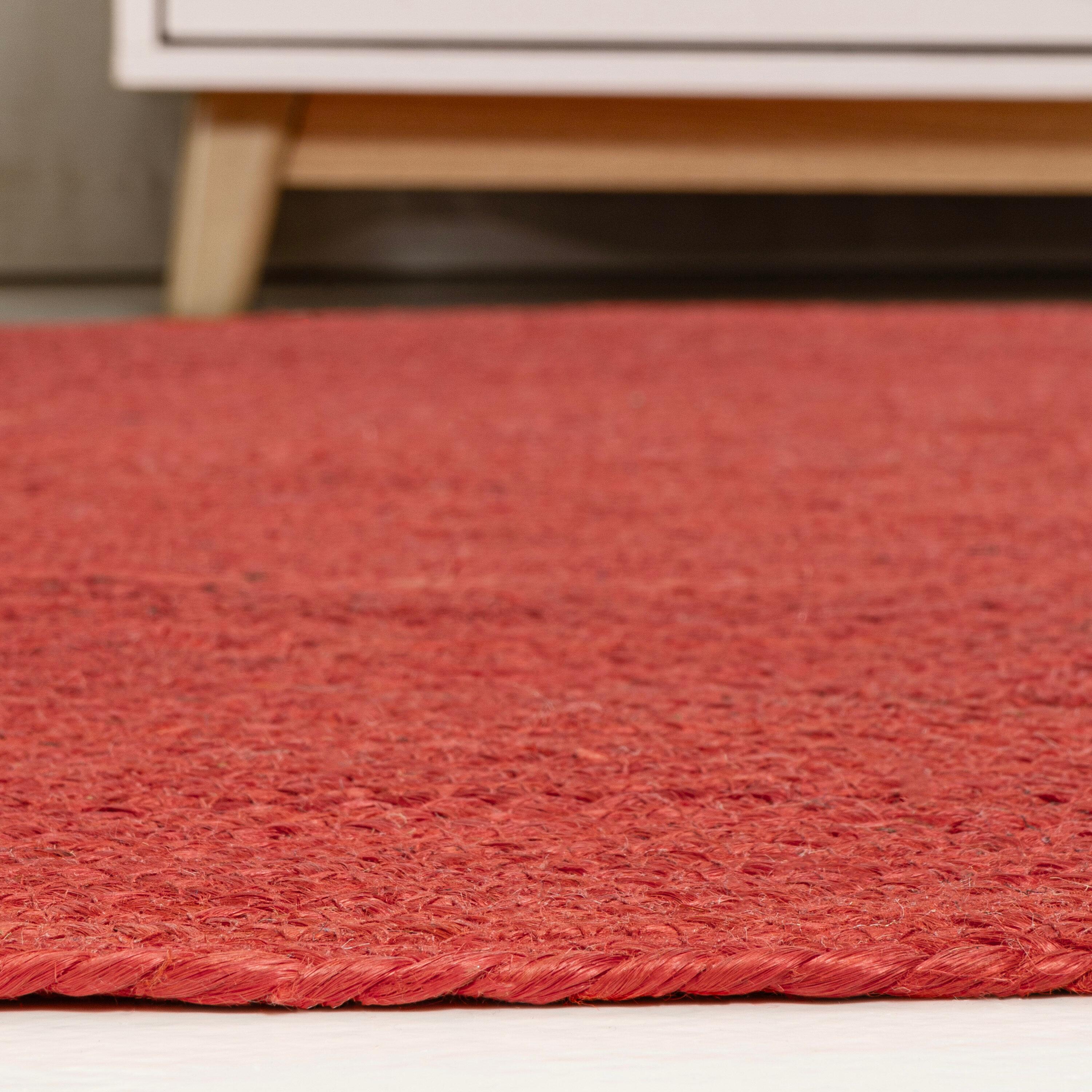 JONATHAN Y Zara Braided Coastal Cottage Round Jute Red 5' Round Area Rug