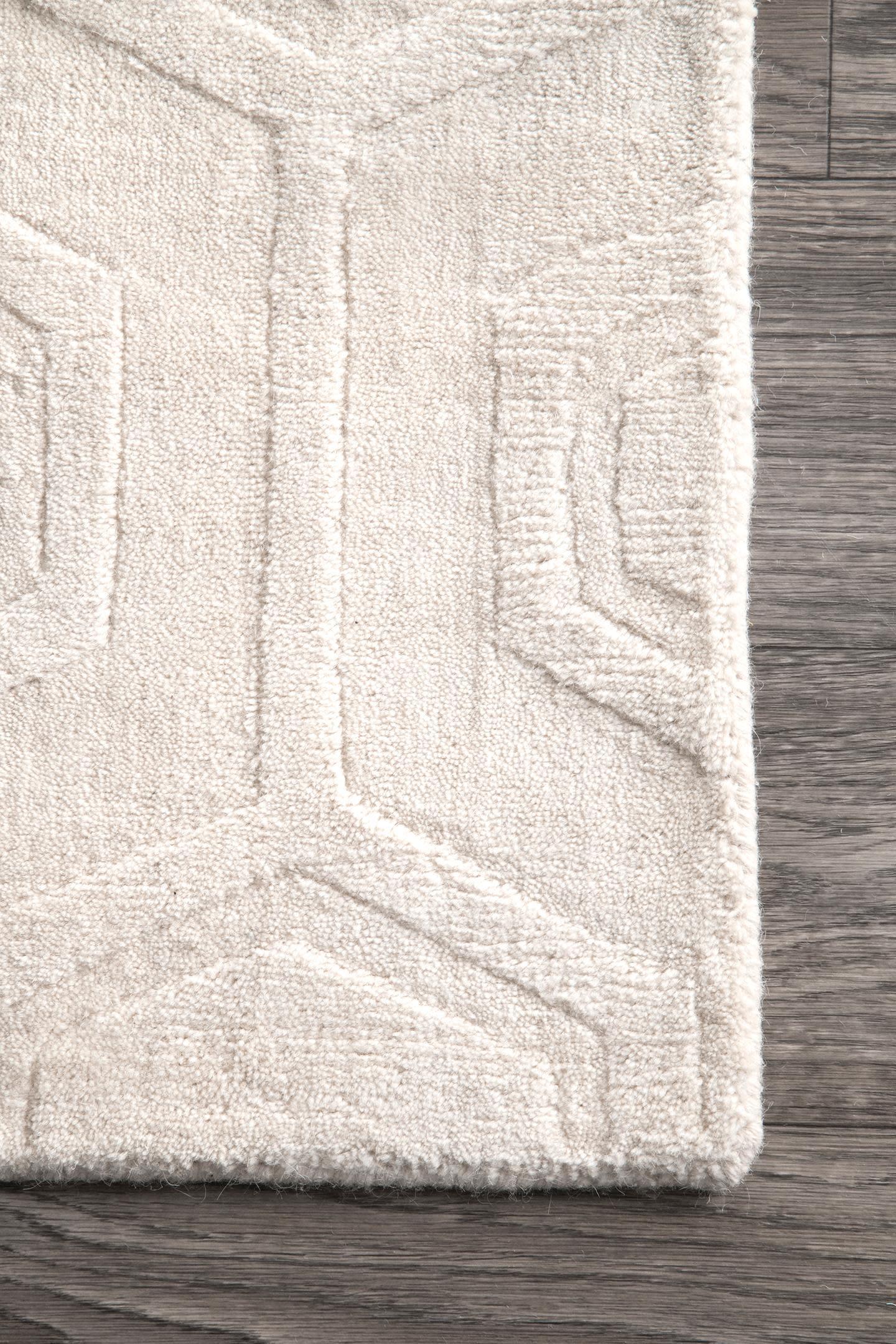 Nuloom Ambrose Geometric 2x8 Wool Runner Indoor Area Rug for Living Room Bedroom Dining Room Entryway Hallway Kitchen, Ivory