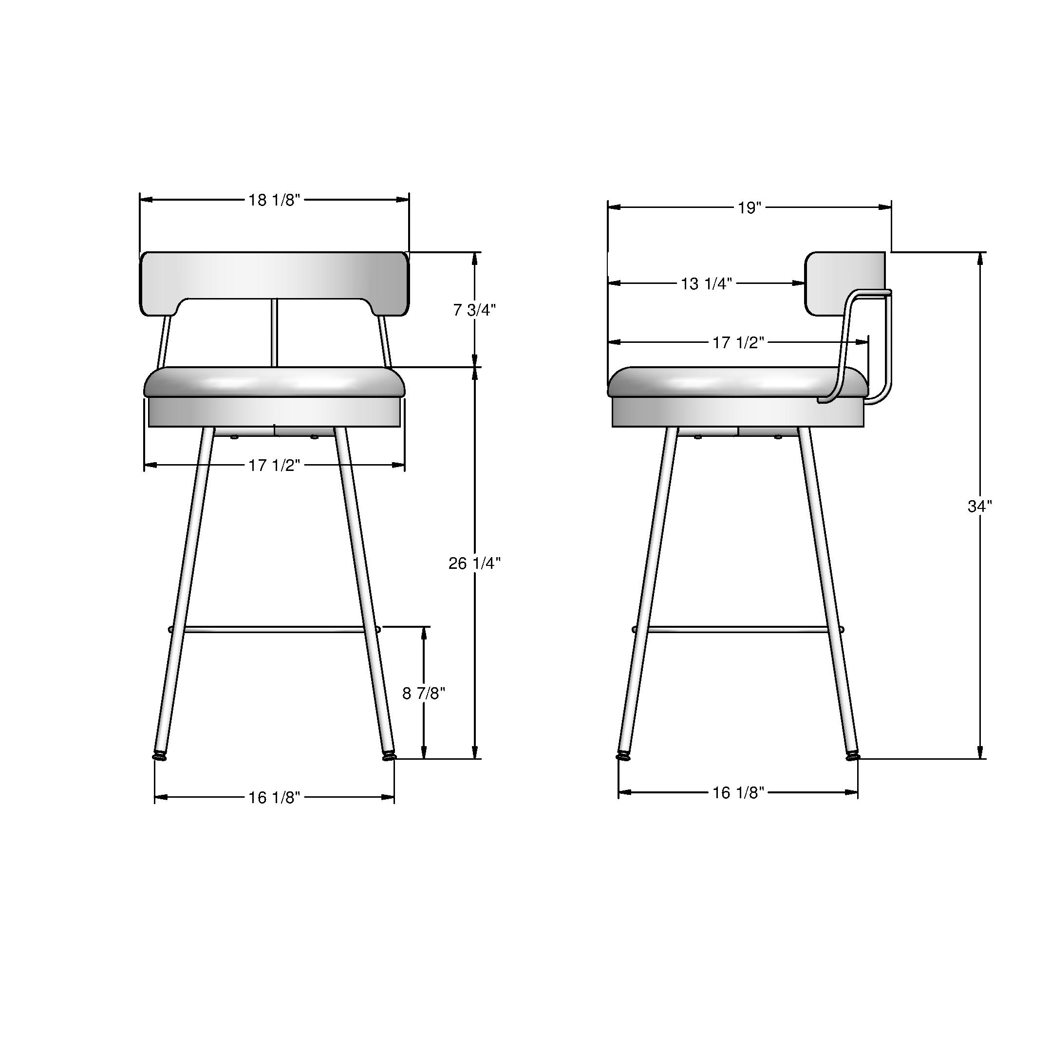 Monza Swivel Counter Height Barstool Dark Gray - Amisco: Upholstered, Metal Frame, 300 lbs Capacity