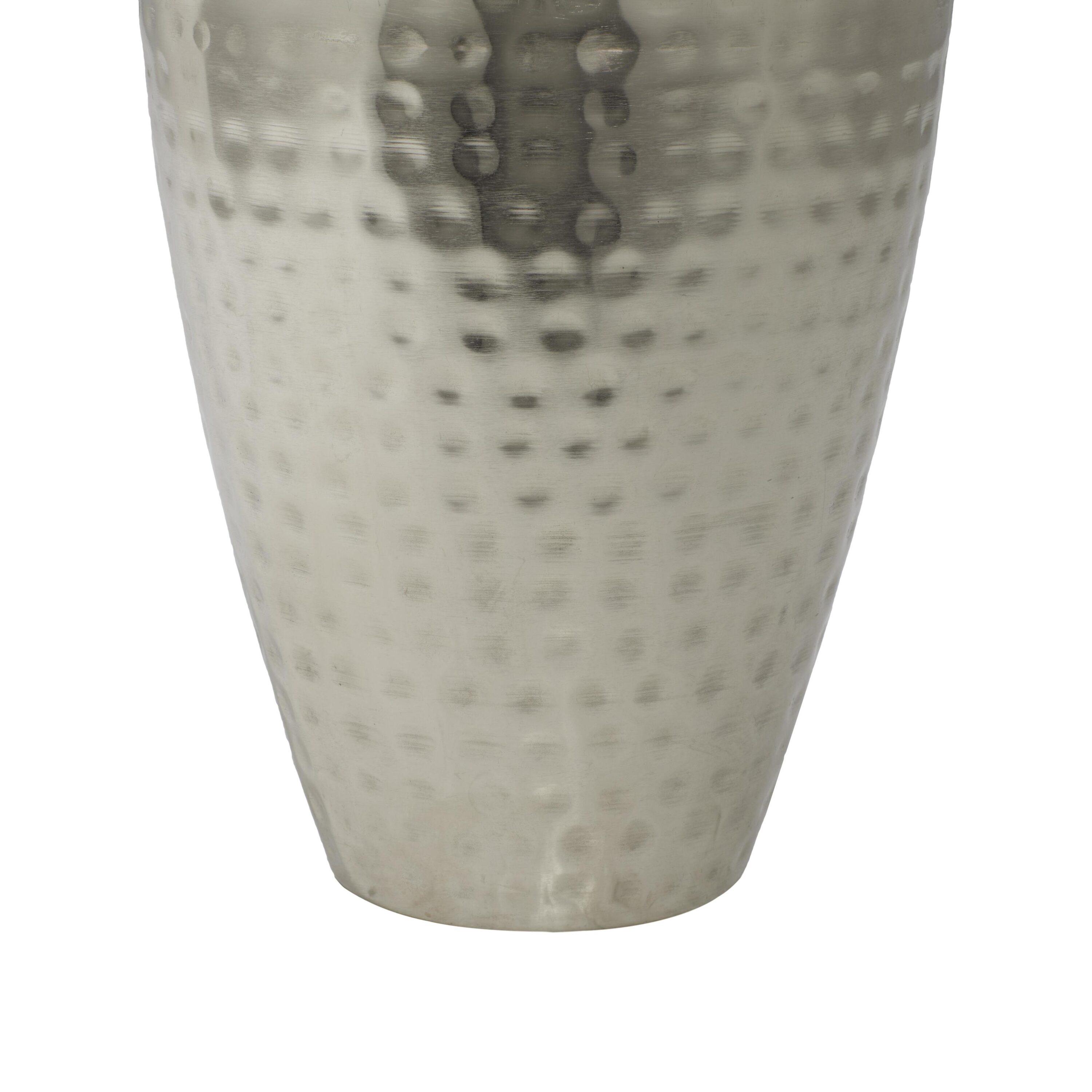 DecMode 7" x 16" Silver Metal Hammered Decorative Jars, 1-Piece