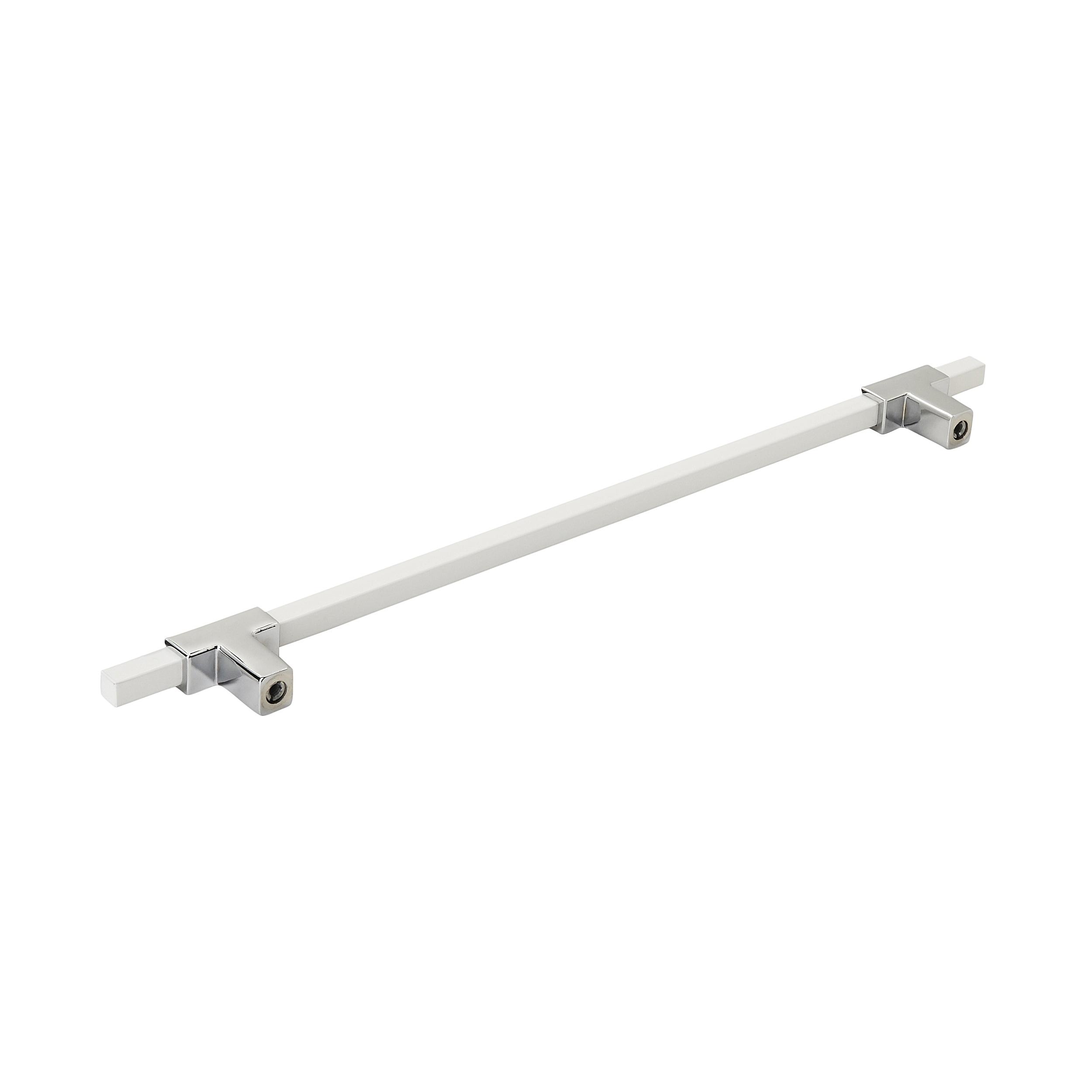 Amerock Urbanite 10-1/16 inch (256mm) Center-to-Center Polished Chrome/White Cabinet Pull