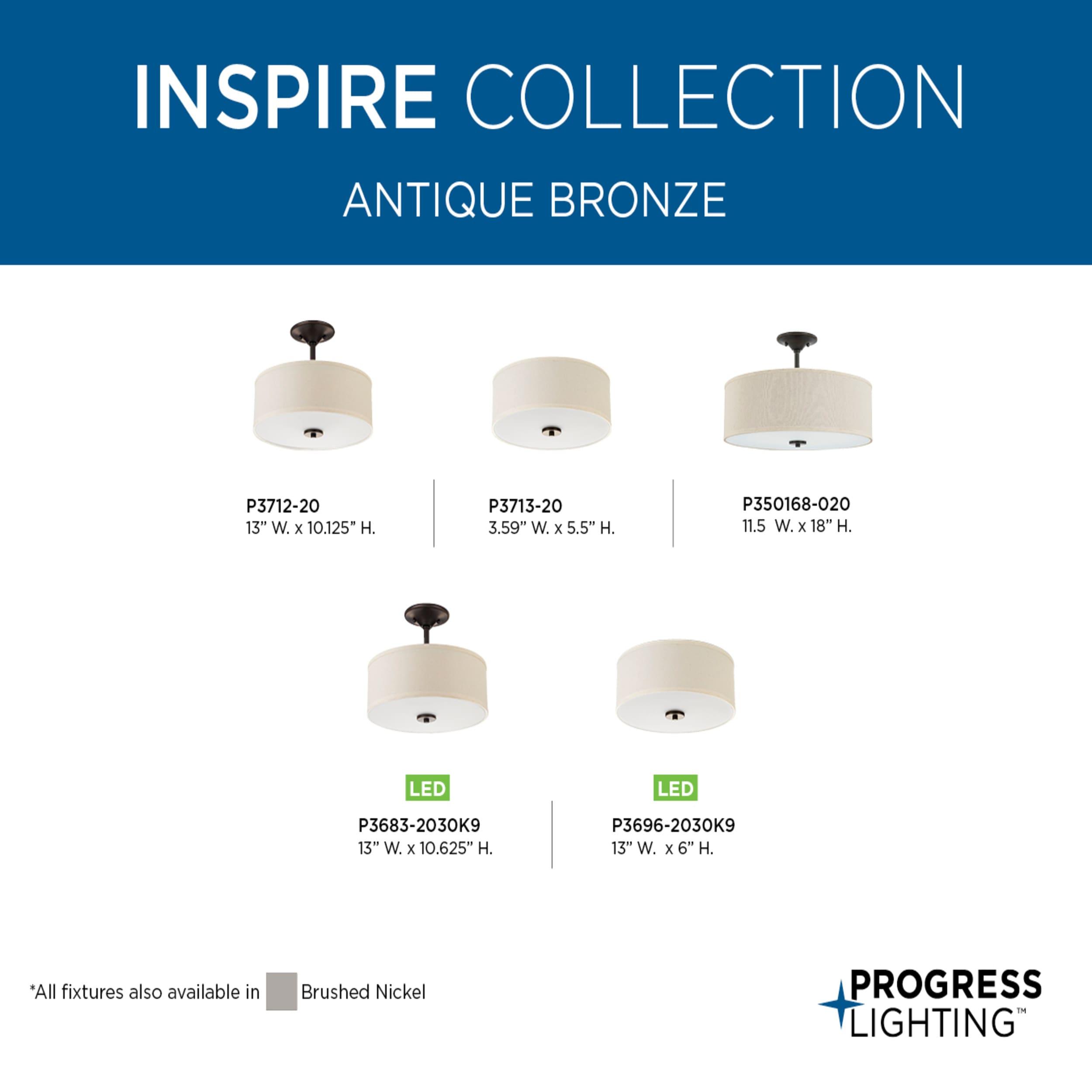 Progress Lighting Inspire 9-Light Two-Tier Chandelier, Brushed Nickel, Off-White Linen Shades