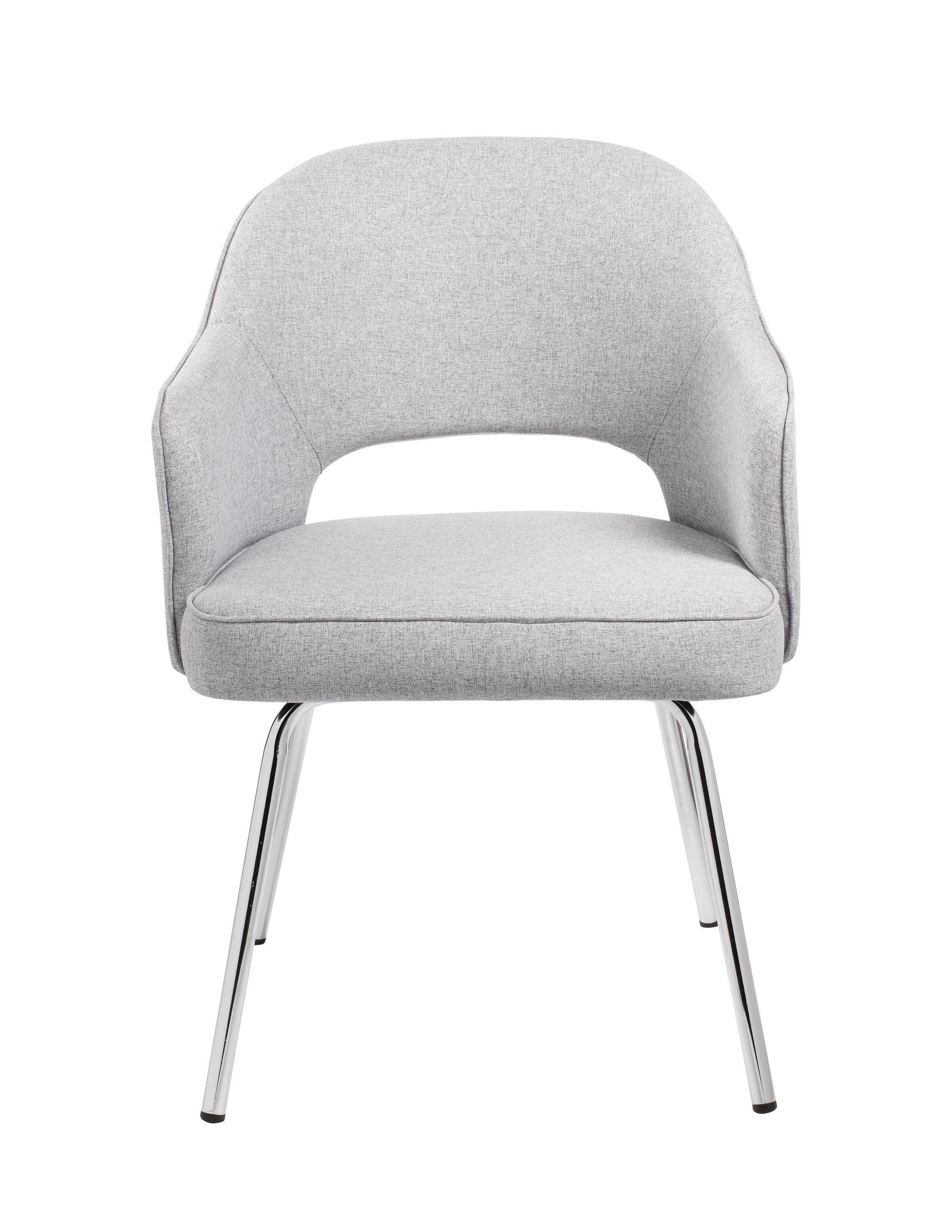 Guest Chair Gray Linen - Boss Office Products: Chrome Base, Mid-Century Modern, 275lbs Capacity