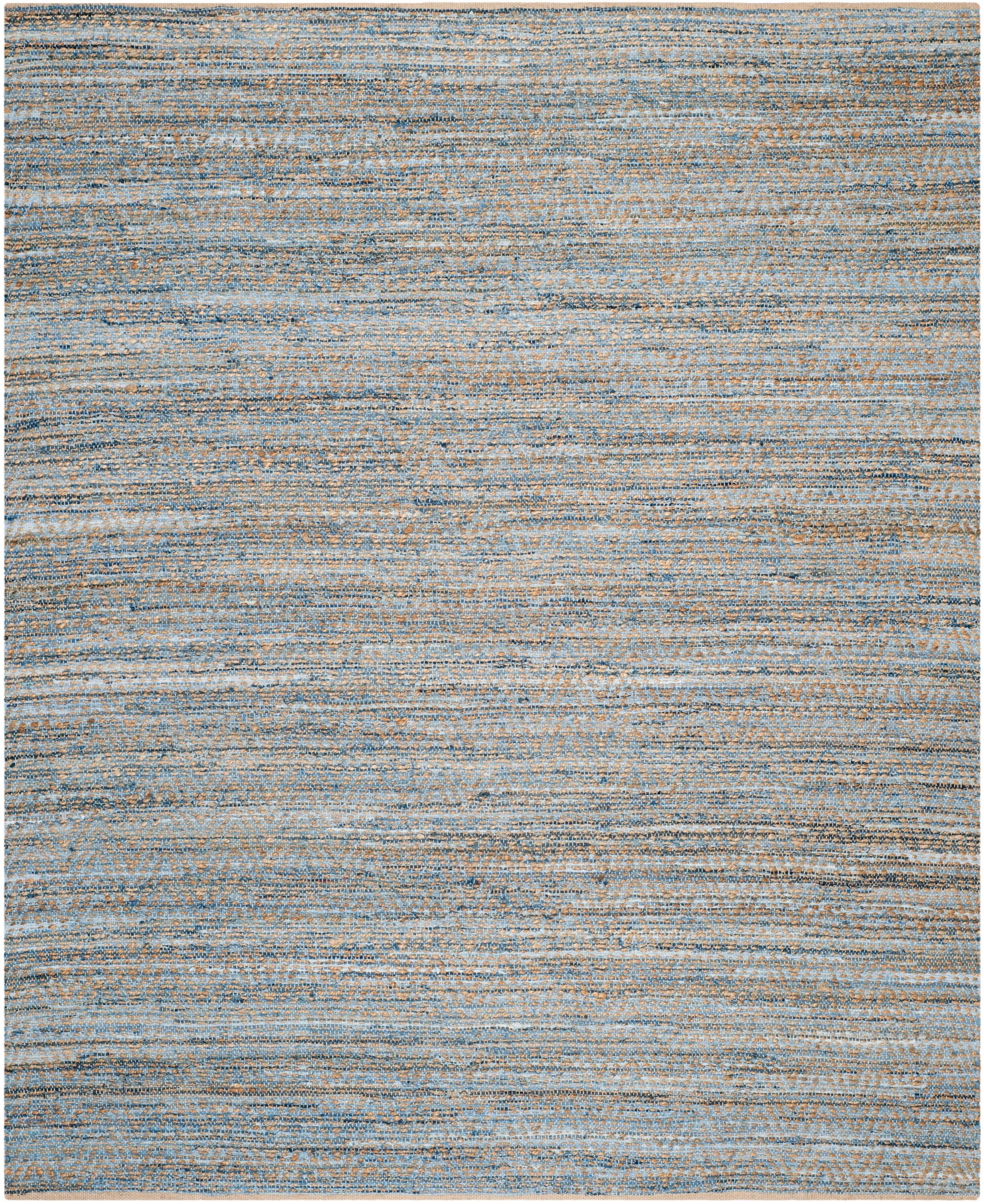 SAFAVIEH Cape Cod Leo Braided Striped Jute Area Rug, 11' x 15', Natural/Blue