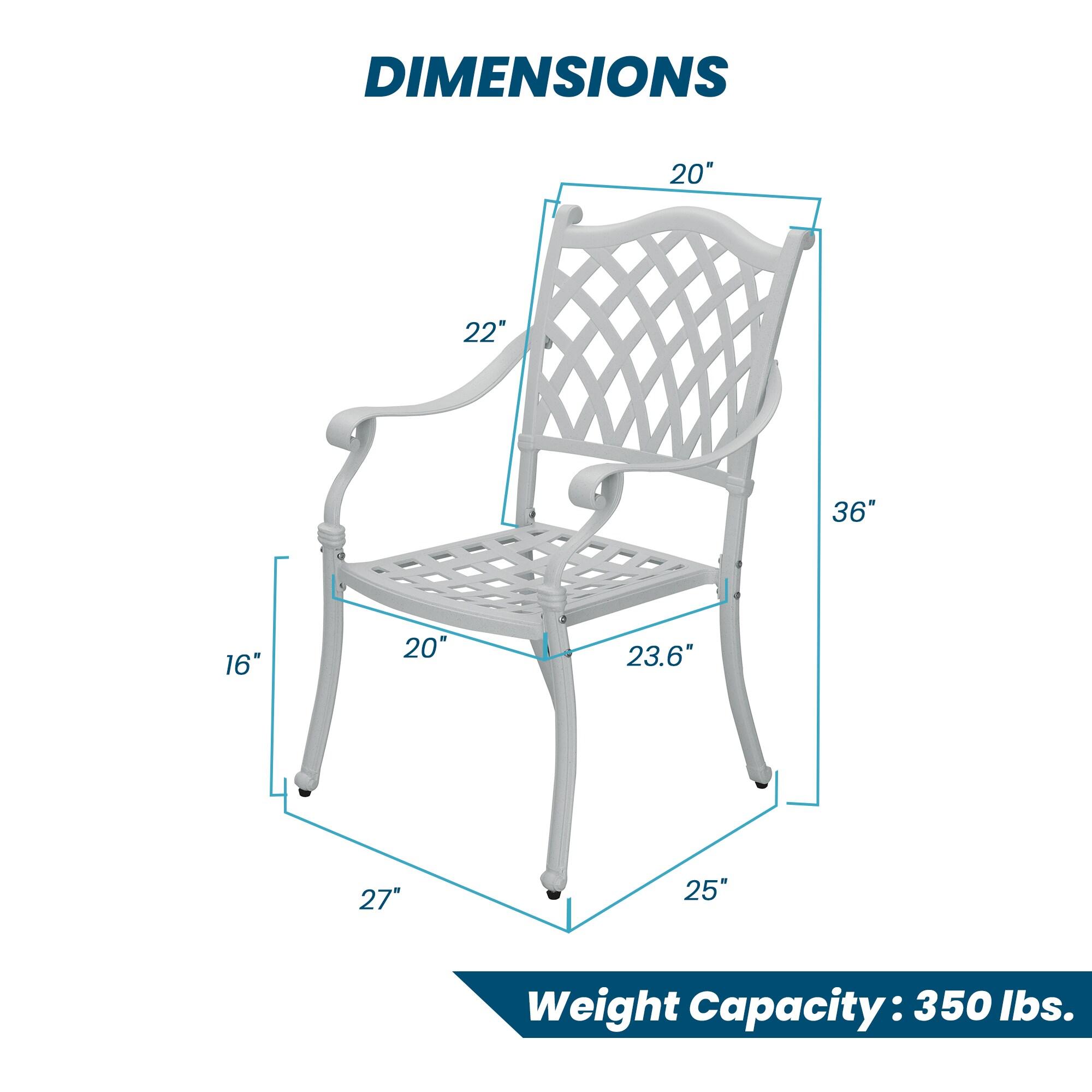 Mondawe Cast Aluminum Chair Woven Slatted AL Dining Chair White