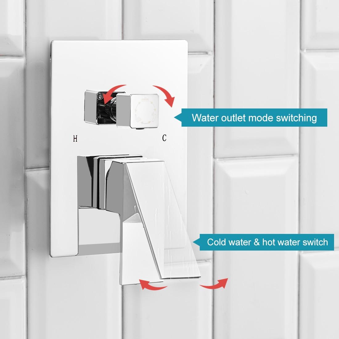 3-Spray Patterns With 2.5 GPM 12 in. Showerhead Wall Mounted Dual Shower Heads with Valve