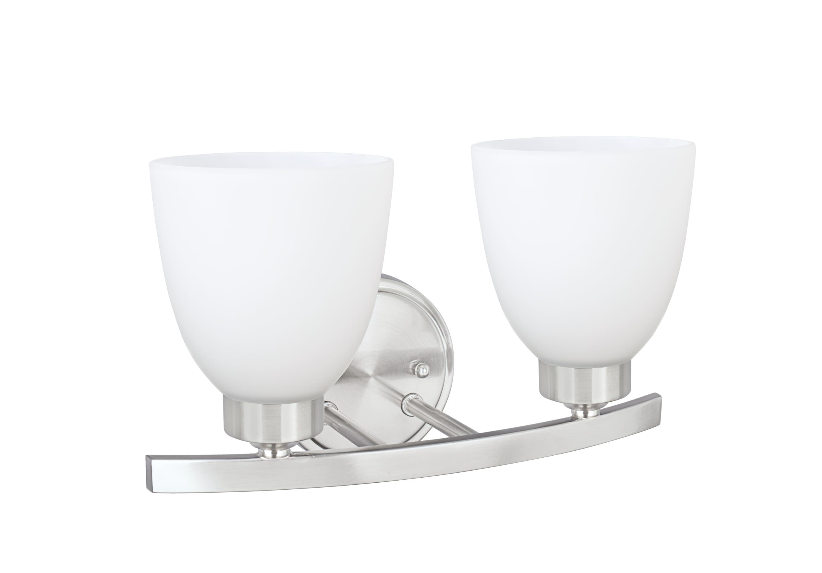 Satin Nickel Frosted Glass 2-Light Vanity Fixture