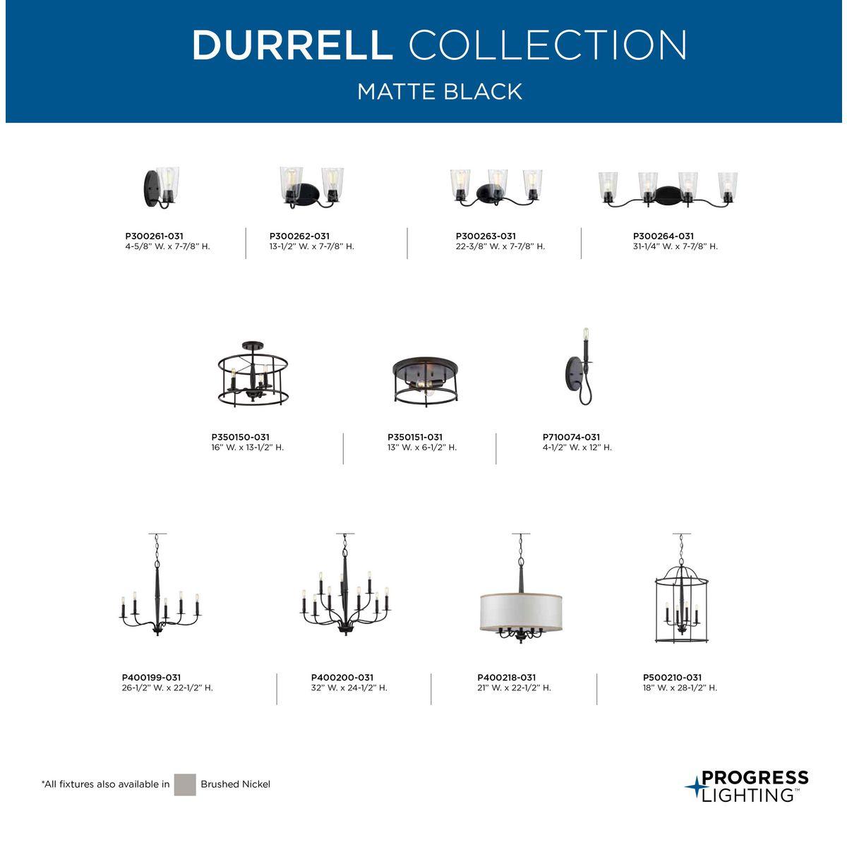 Progress Lighting Durrell 2-Light Flush Mount, Brushed Nickel, Open-Cage, Steel