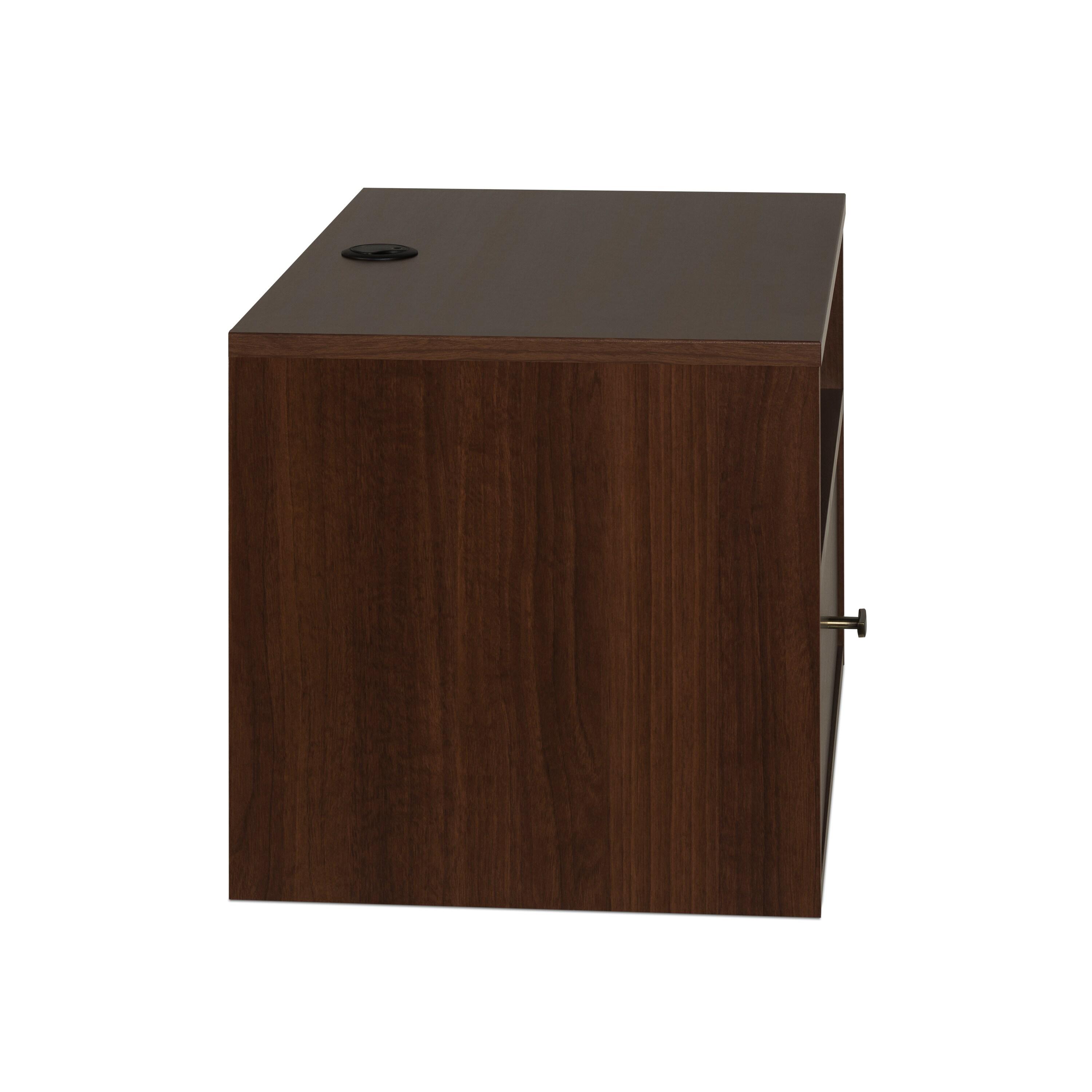 Floating 1 Drawer Nightstand with Open Shelf Cherry - Prepac: Laminated, Cable Management, Metal Glides