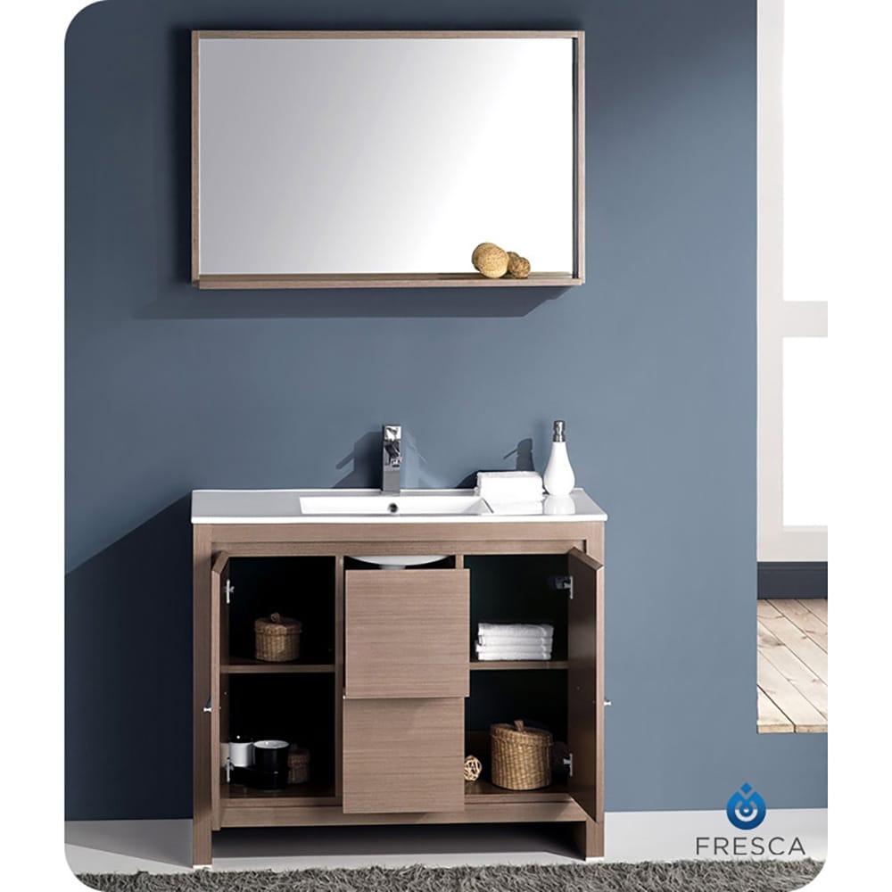 Fresca Allier 40" Gray Oak Mirror with Shelf