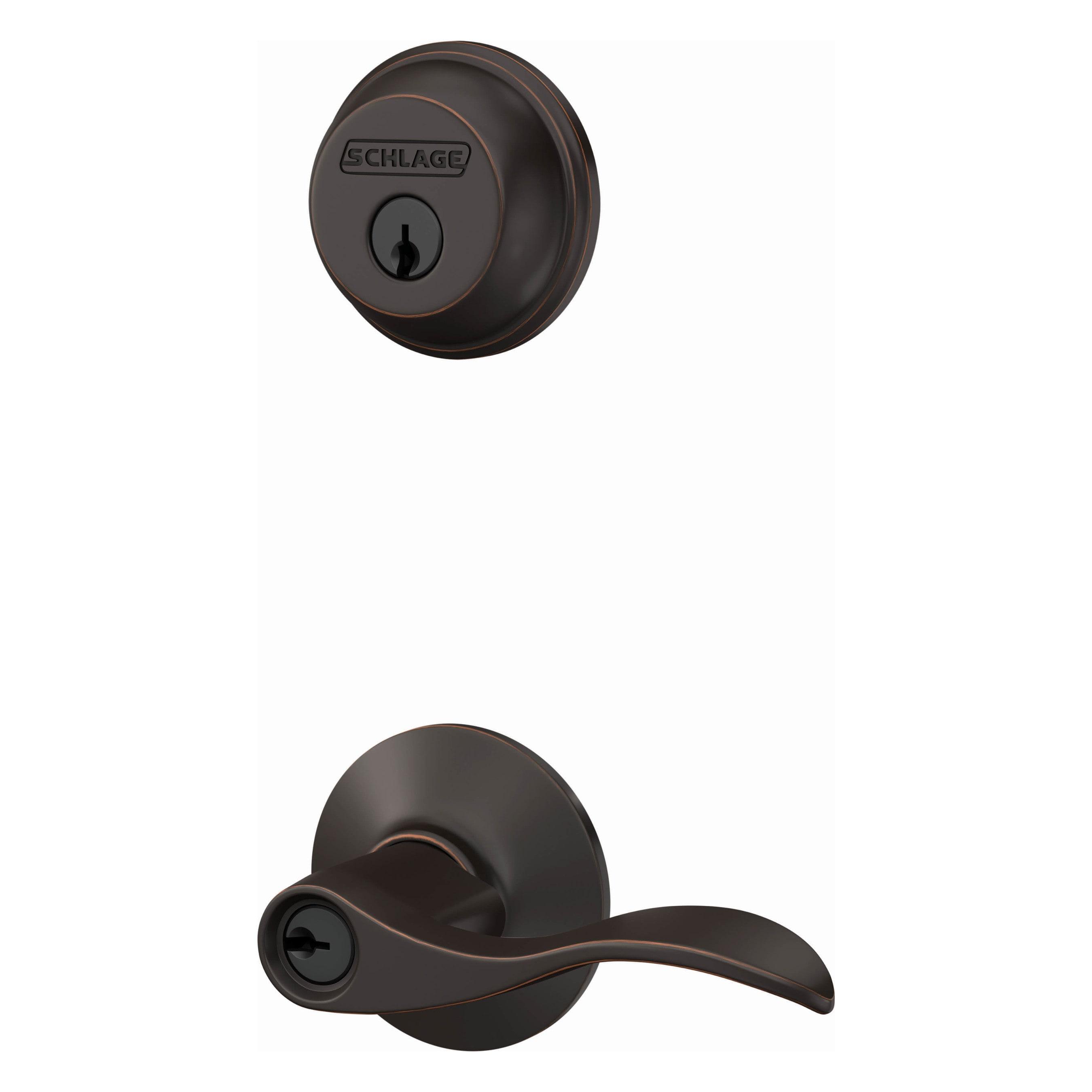 Aged Bronze Deadbolt and Keyed Entry Door Knob Set