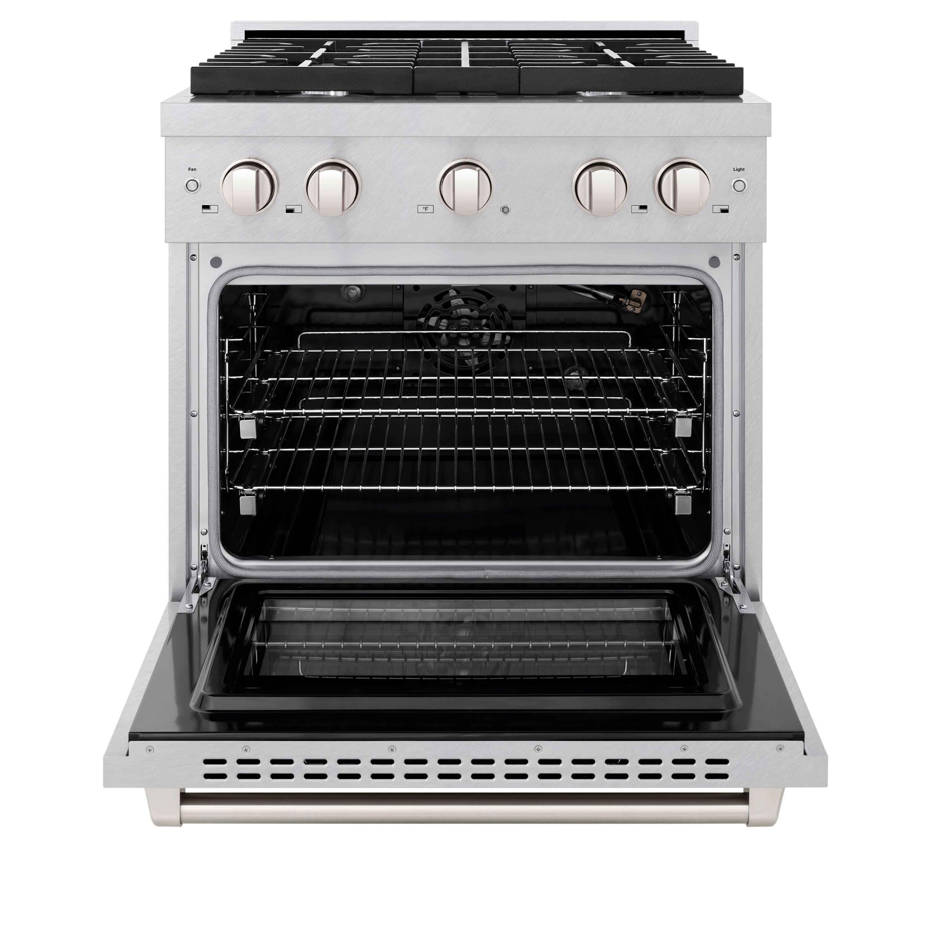 ZLINE Satin ZLINE 30 in. Paramount Gas Range w/ 4 Burners & Convection Oven w/ Door SGRS-30