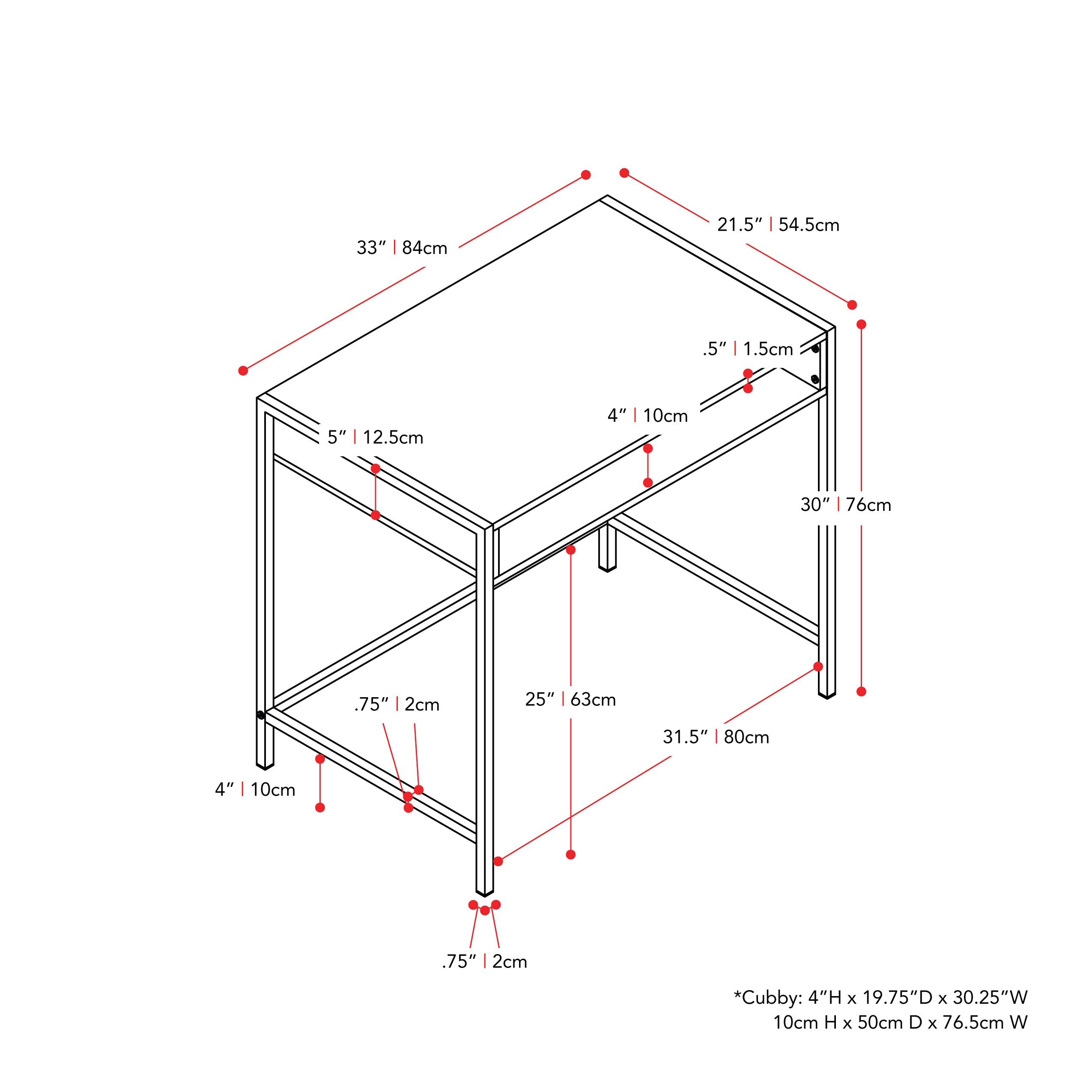 CorLiving Auston Wood Grain Desk Brown: 34" Modern Laminated Office, Open Storage Shelf