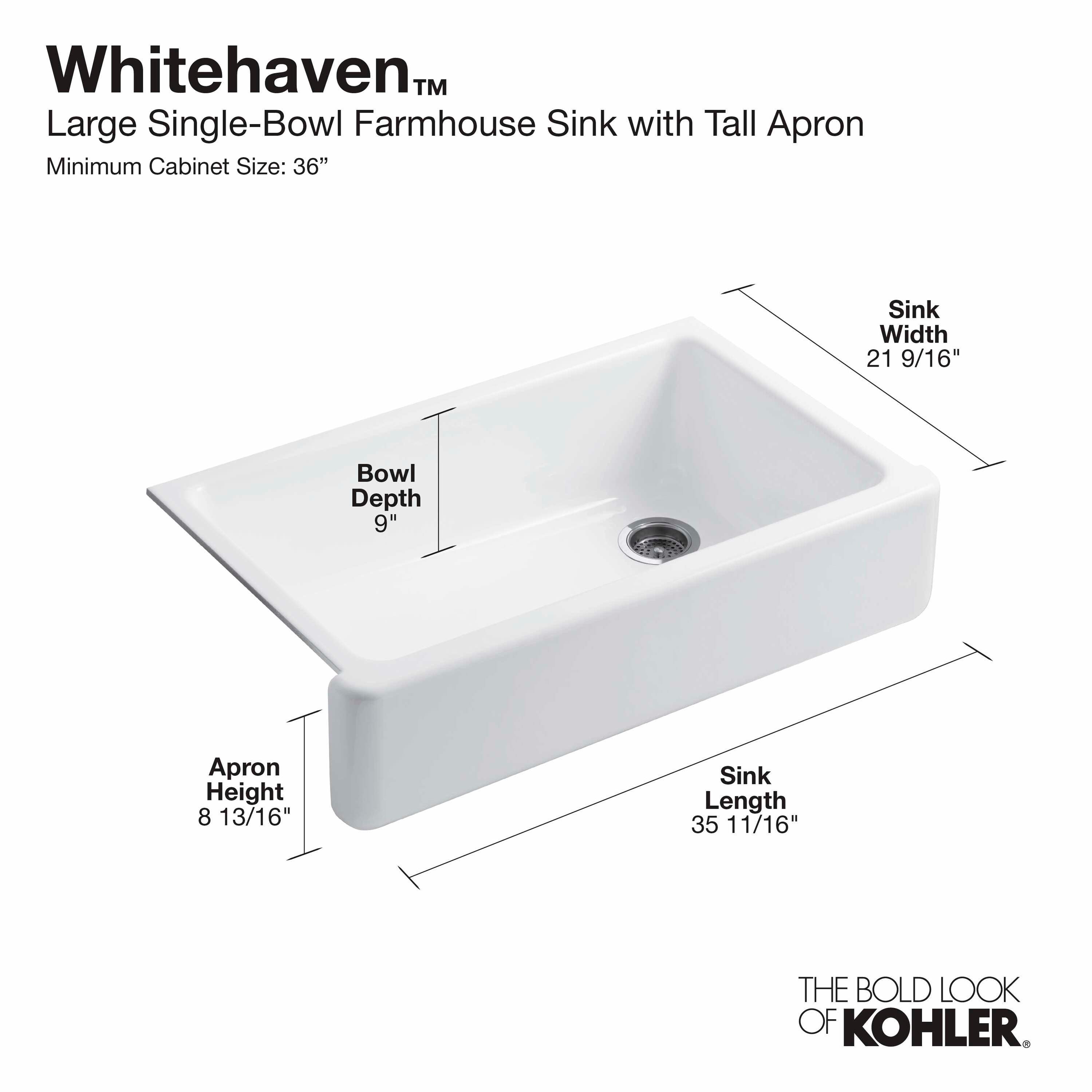 Whitehaven® Self-Trimming 36" L x 22" W Farmhouse Kitchen Sink