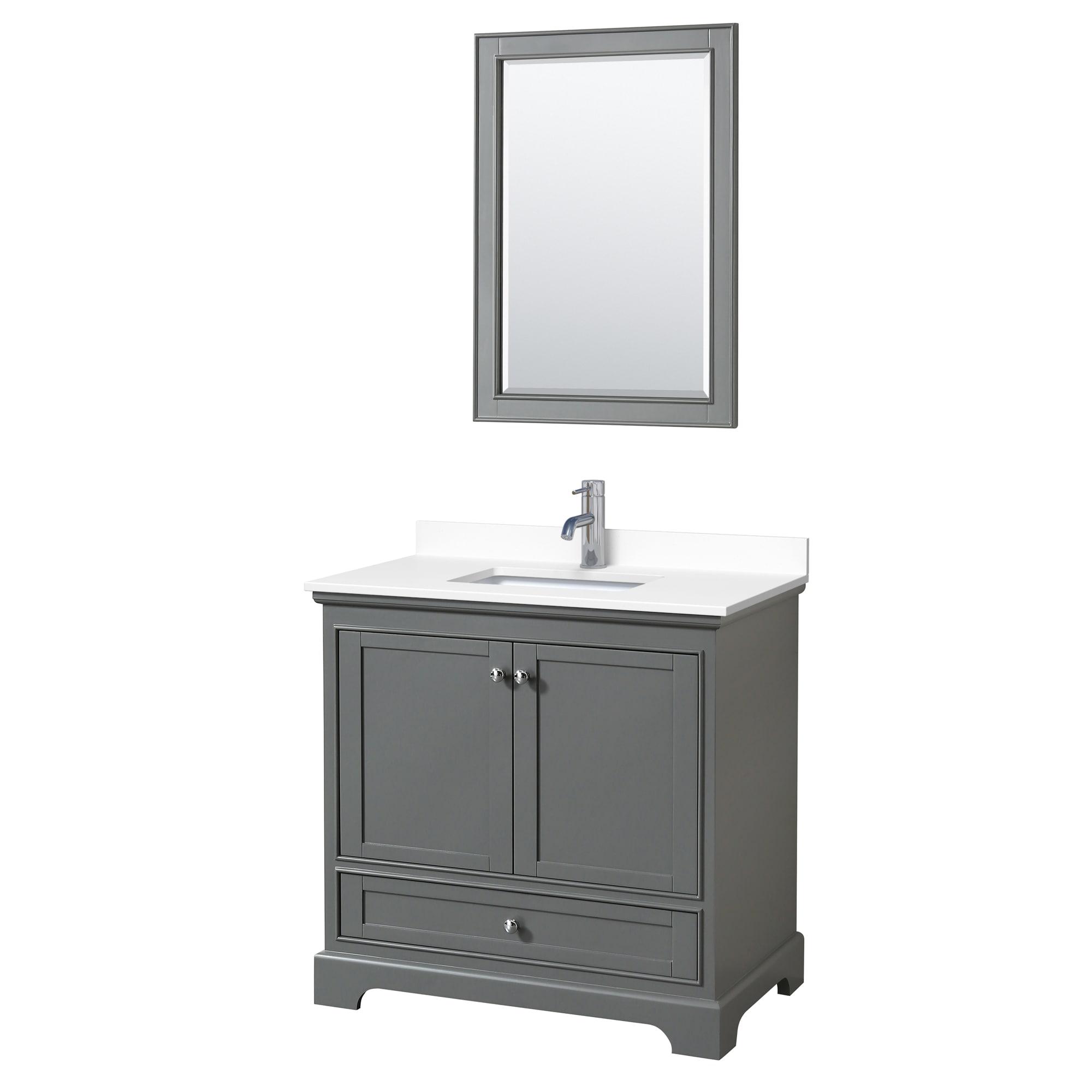 Wyndham Collection Deborah 36'' Single Bathroom Vanity with Marble Top with Mirror
