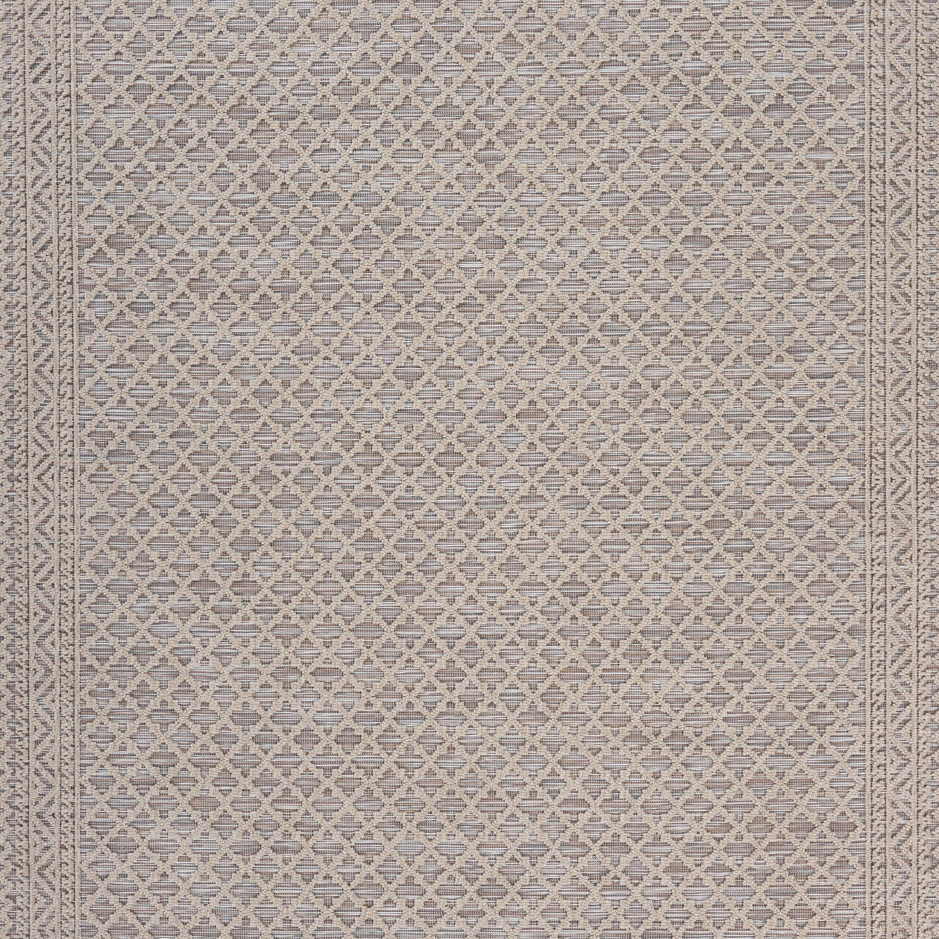 LR Home Natural Beige Toned 5 ft. x 7 ft. Classic Geometric Trellis Bordered Indoor/Outdoor Rug