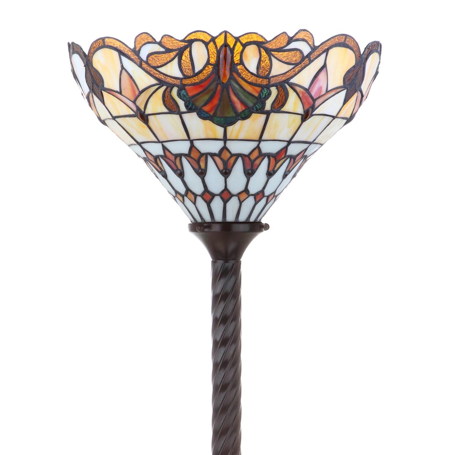 JONATHAN Y JYL8003A Davis Tiffany-Style 70" Torchiere LED Floor Lamp, Traditional for living room, dinning room, bedroom, office Bulb Included, Bronze