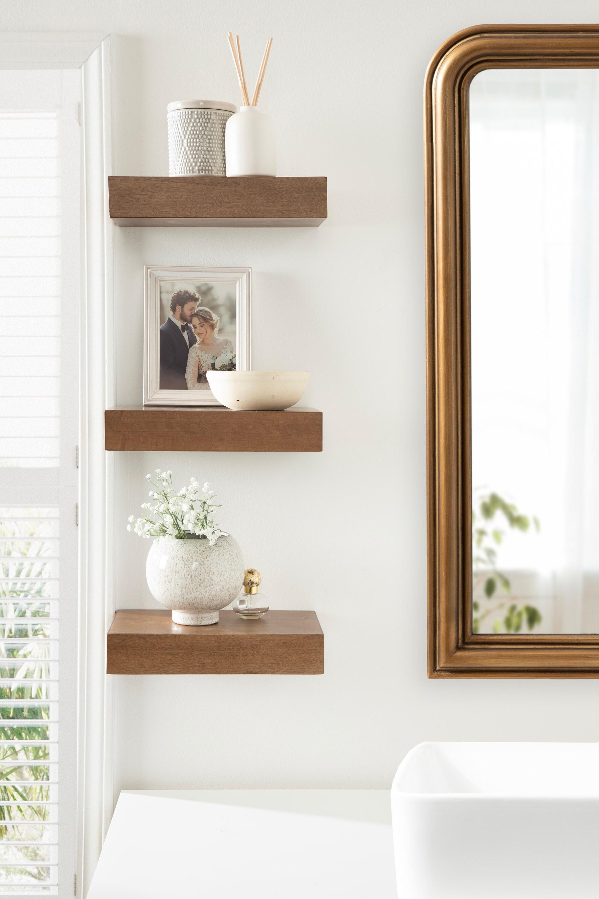 Kate & Laurel All Things Decor (Set of 3) 12" Havlock Wood Floating Shelves Rustic Brown
