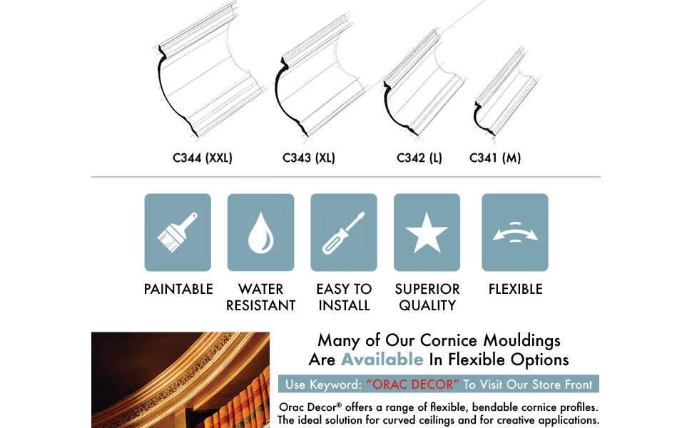 Orac Decor 4-3/4 in x 2-7/8 in x 78-3/4 in Primed White High Density Polyurethane Crown Moulding
