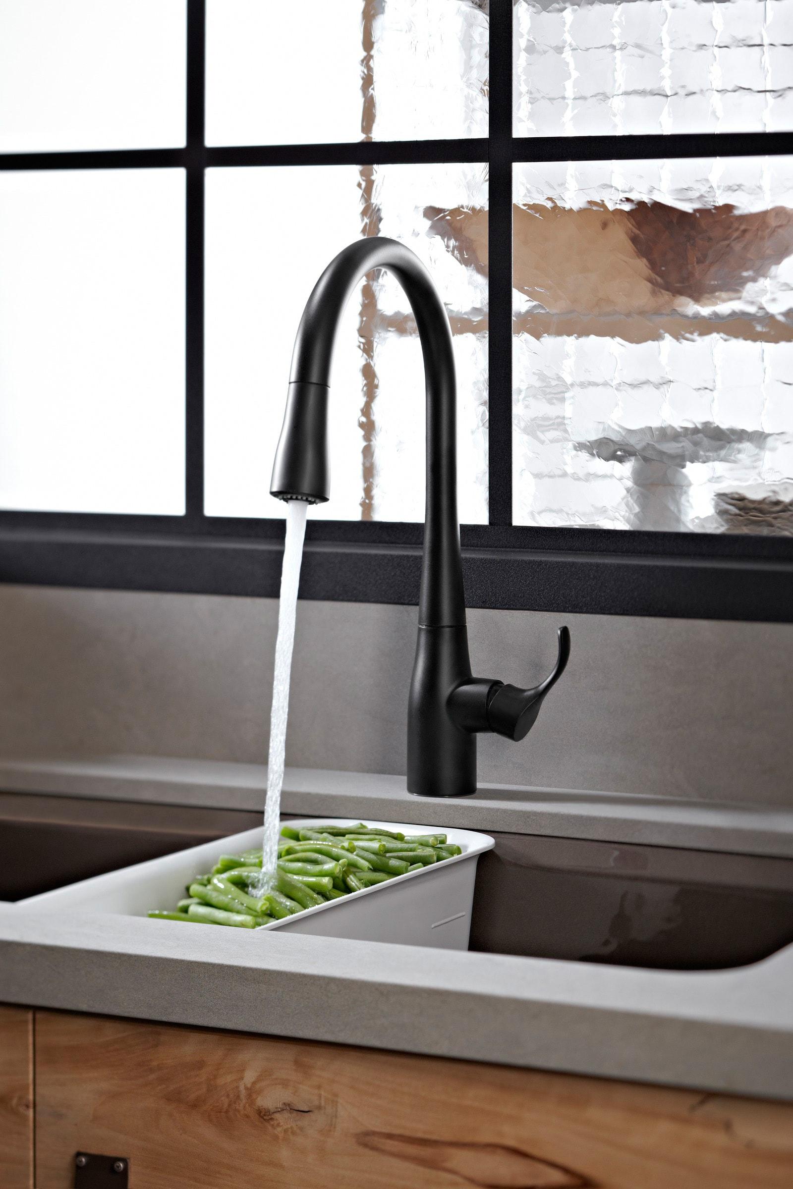 Kohler Simplice Single Handle Pull Down Kitchen Sink Faucet with Three-Function Pull Down Sprayer