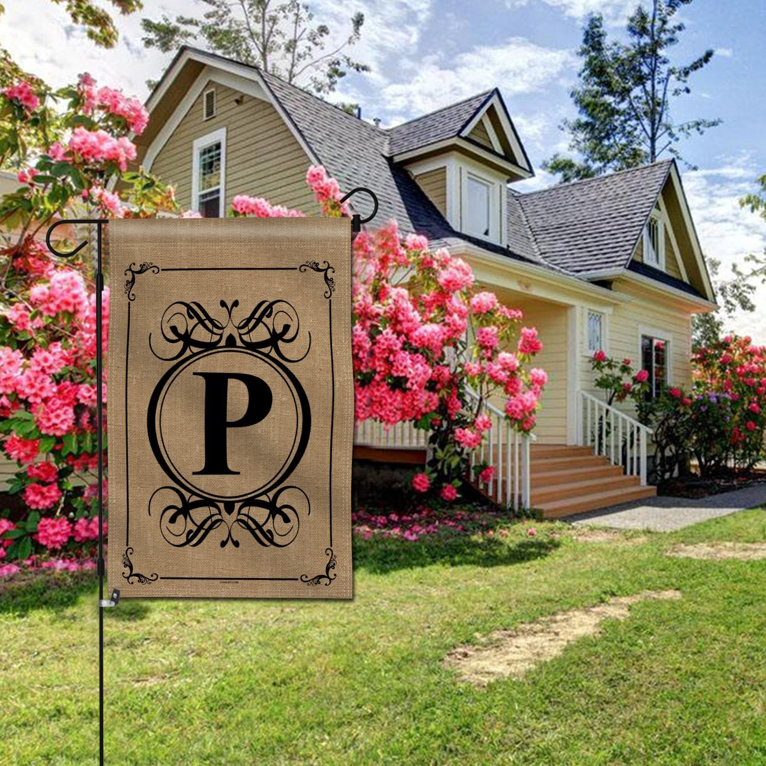 ANLEY 12.5 in x 18 in Classic Monogram Letter P Garden Flag, Family Last Name Initial Yard Flags