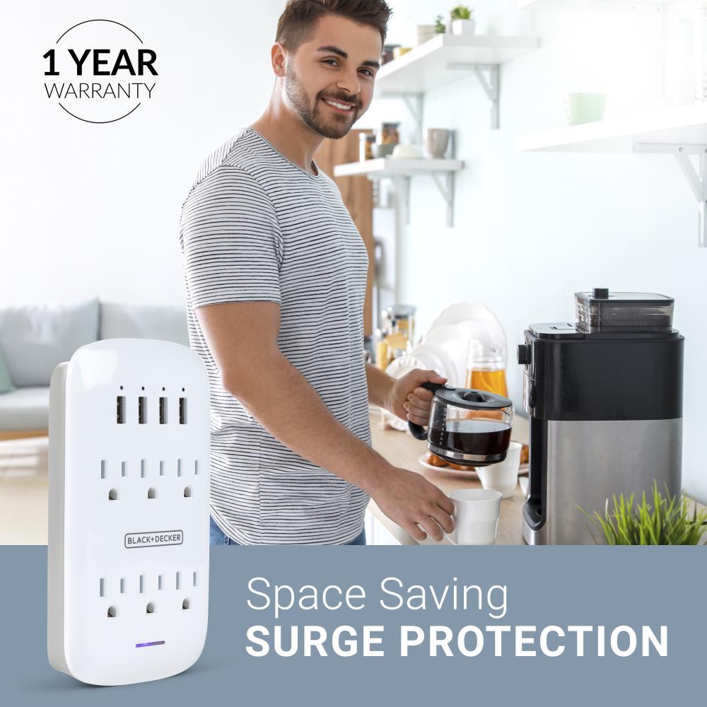 Black + Decker Surge Protector Wall Tap 6 Outlets + 4 USB