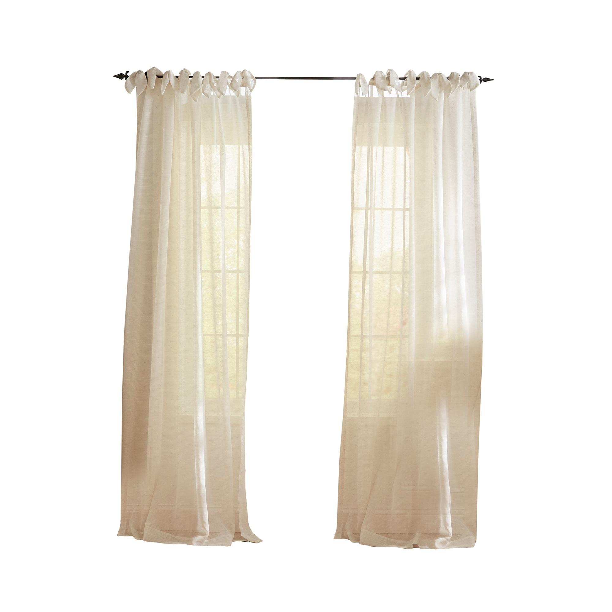 Vienna Tie-Top Cottagecore Sheer Single Window Curtain Panel Panel - 52" x 84" - Off White - Elrene Home Fashions