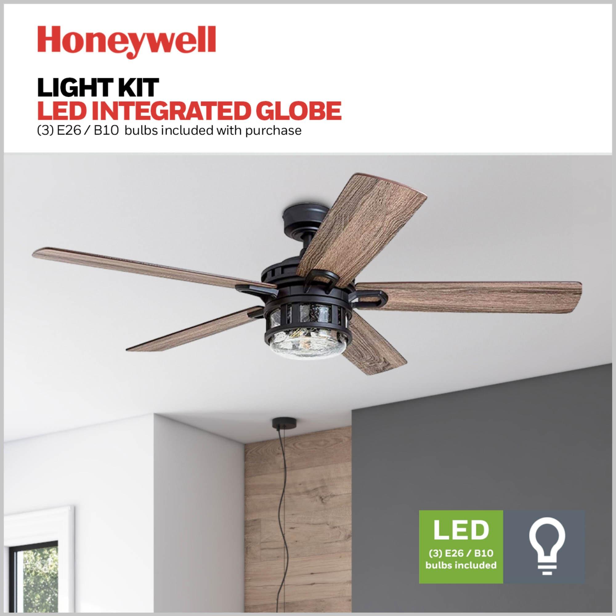Honeywell 52-Inch Bontera Indoor 5 Blade Matte Black Craftsman Ceiling Fan with Remote Control