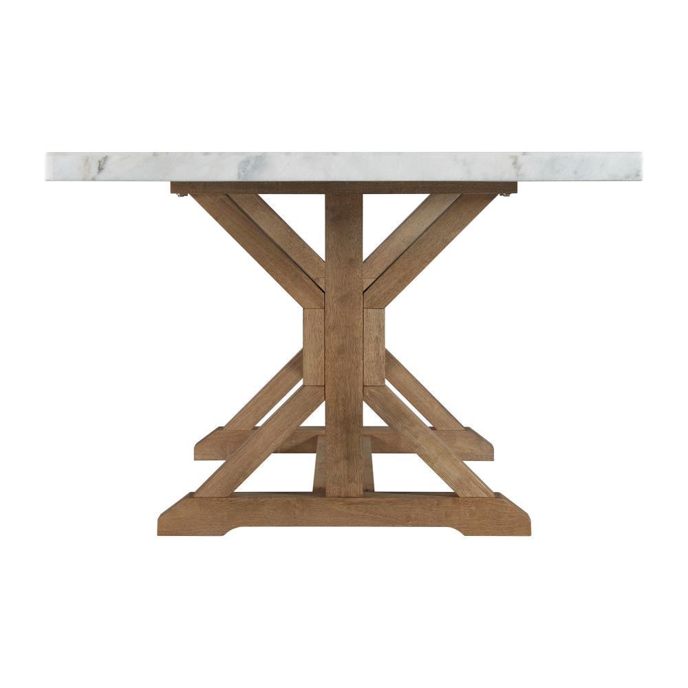 Picket House Furnishings Liam Standard Height Rectangular Dining Table White Marble: Scandinavian Style, Rubberwood Frame, Seats 4