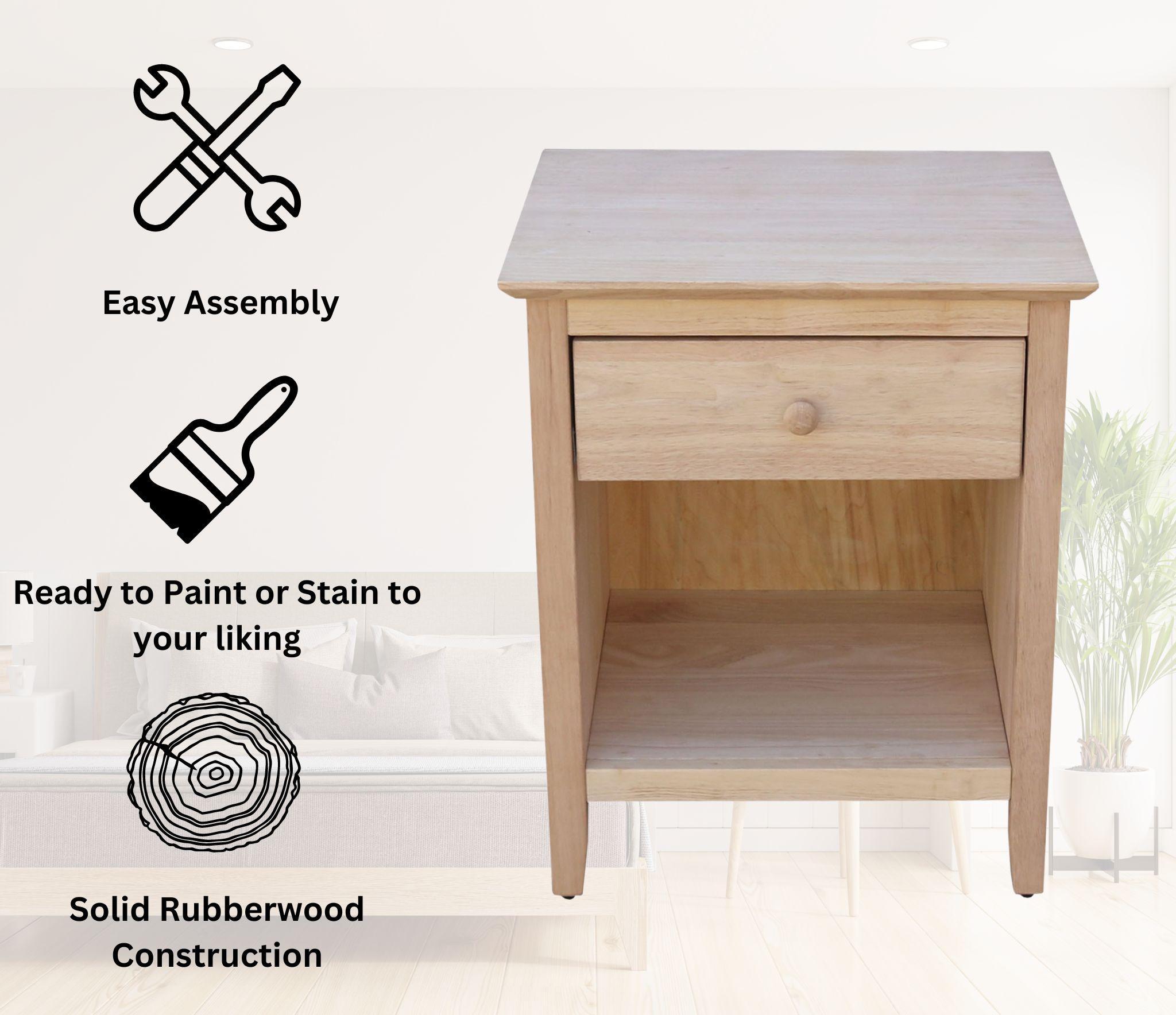 19.5" Nightstand Unfinished - International Concepts