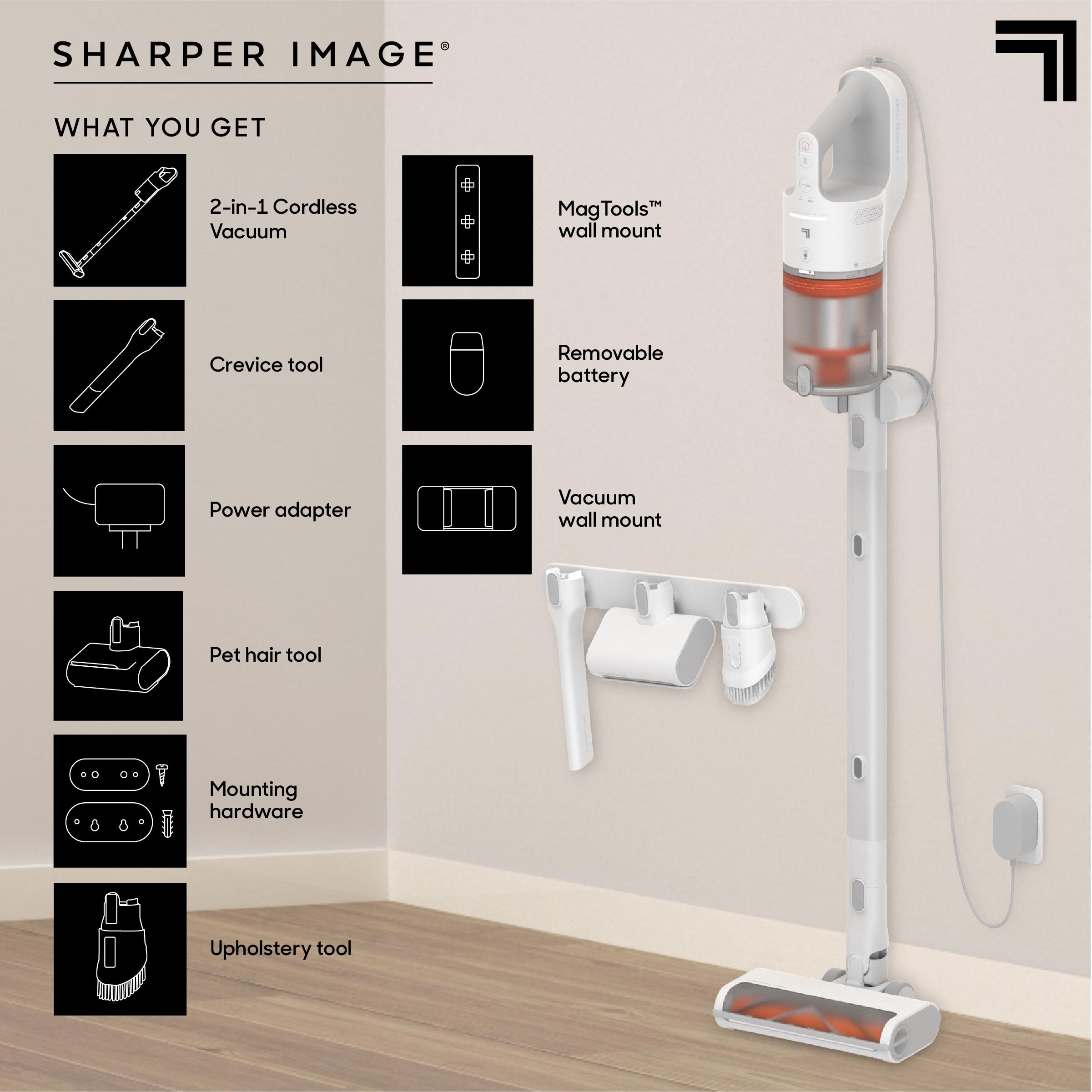Sharper Image Stick & Handheld Combo Vacuum with 350W Motor, Cordless White: HEPA Filter, Multi-Surface, Bagless