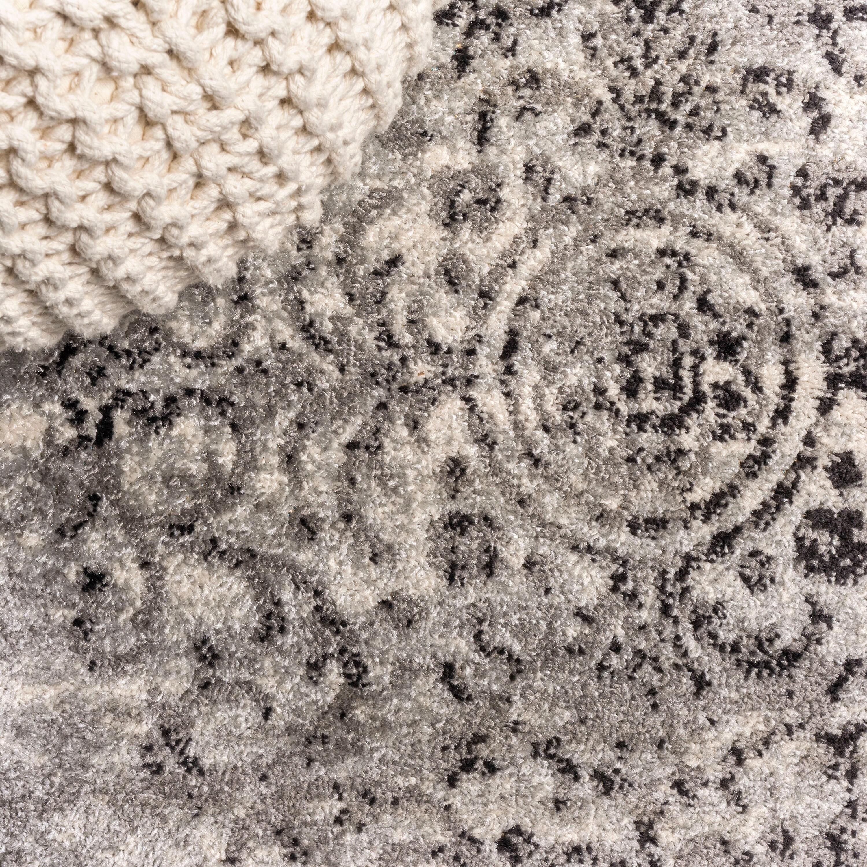 5'x8' Minori Filigree Medallion Area Rug, Dark Gray/Cream - JONATHAN Y