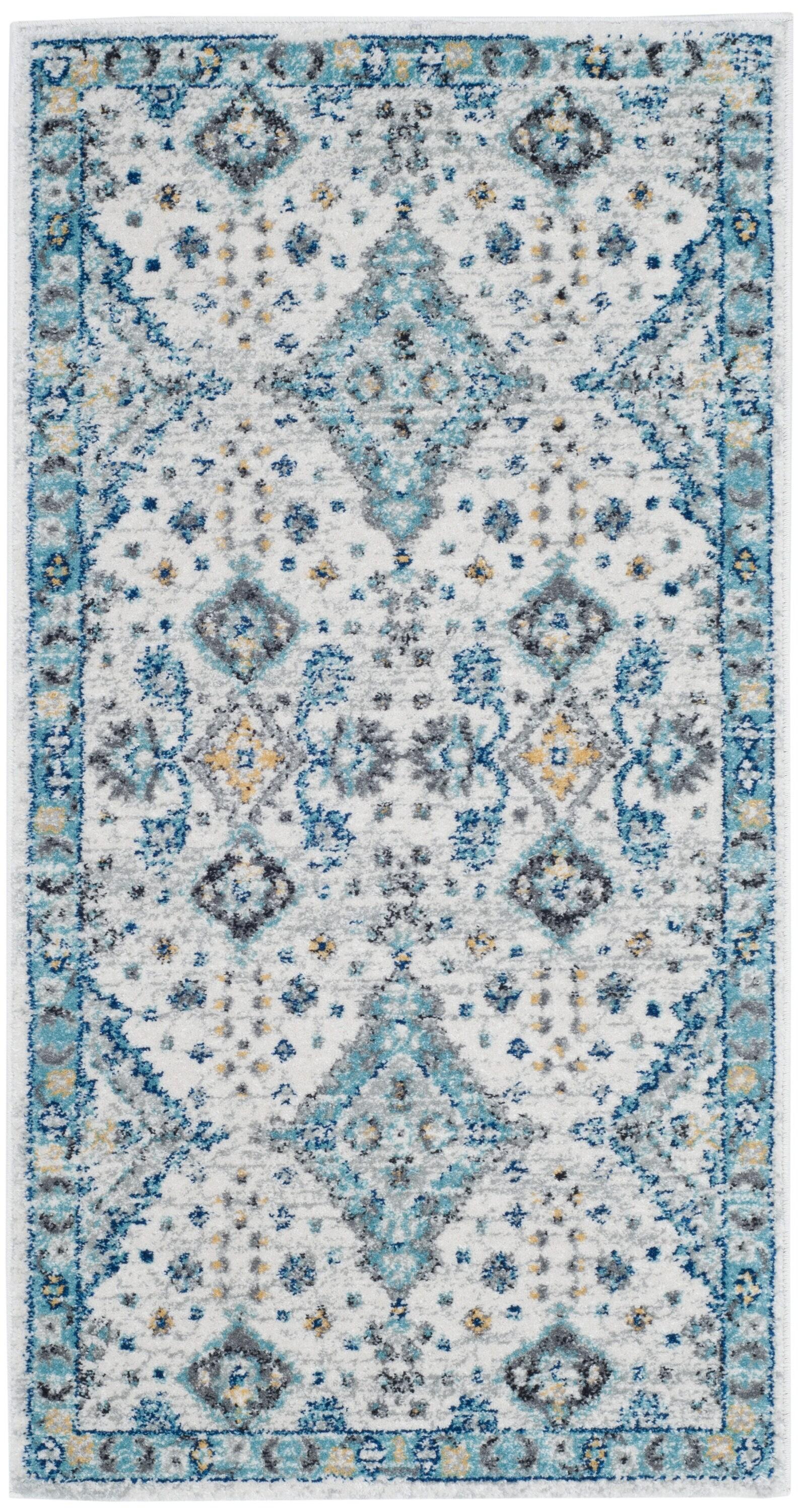 Evoke EVK224 Power Loomed Accent Rug - Ivory/Light Blue - 2'2"x4' - Safavieh.